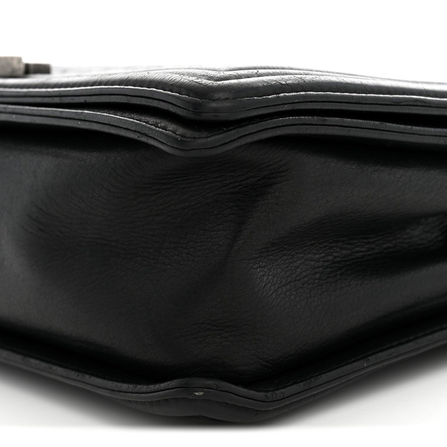 Calfskin Quilted Large Boy Flap Black