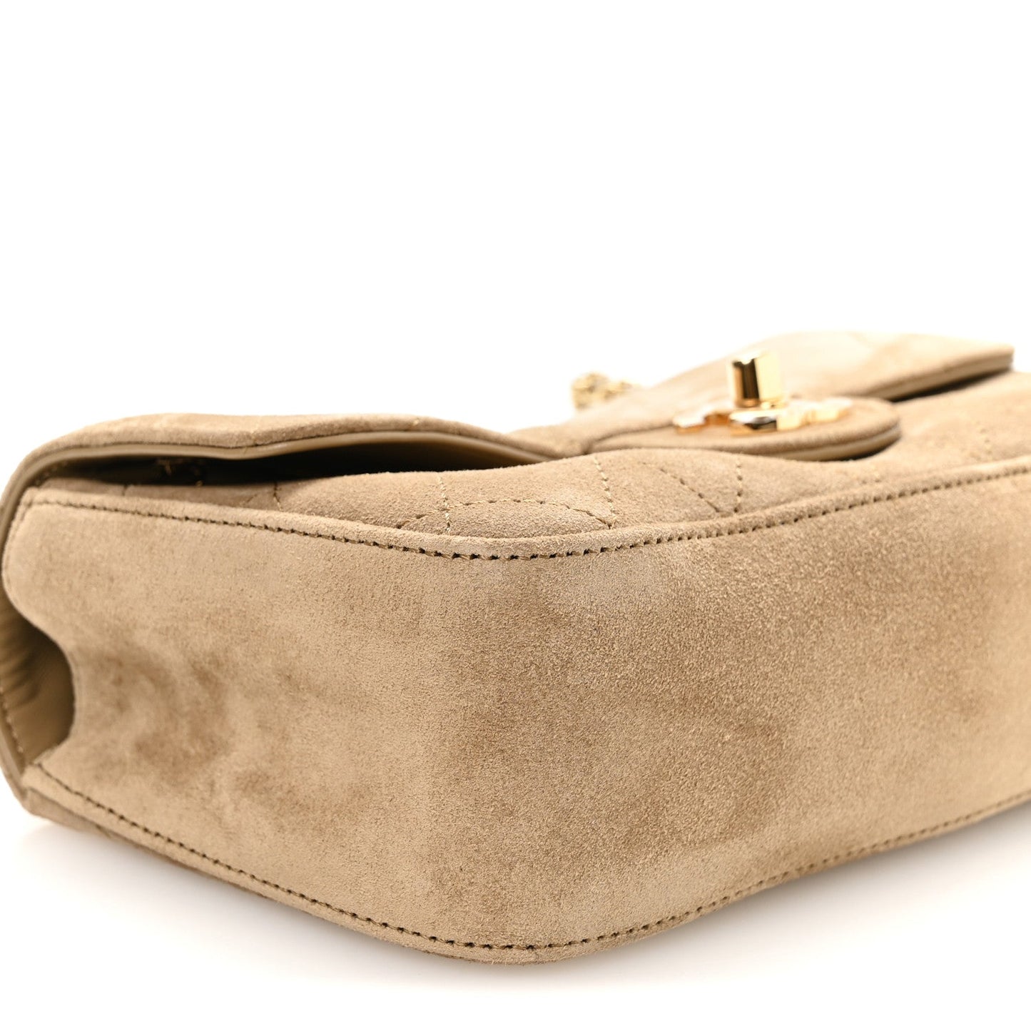 Suede Calfskin Mini Souplissimo Flap Dark Beige
