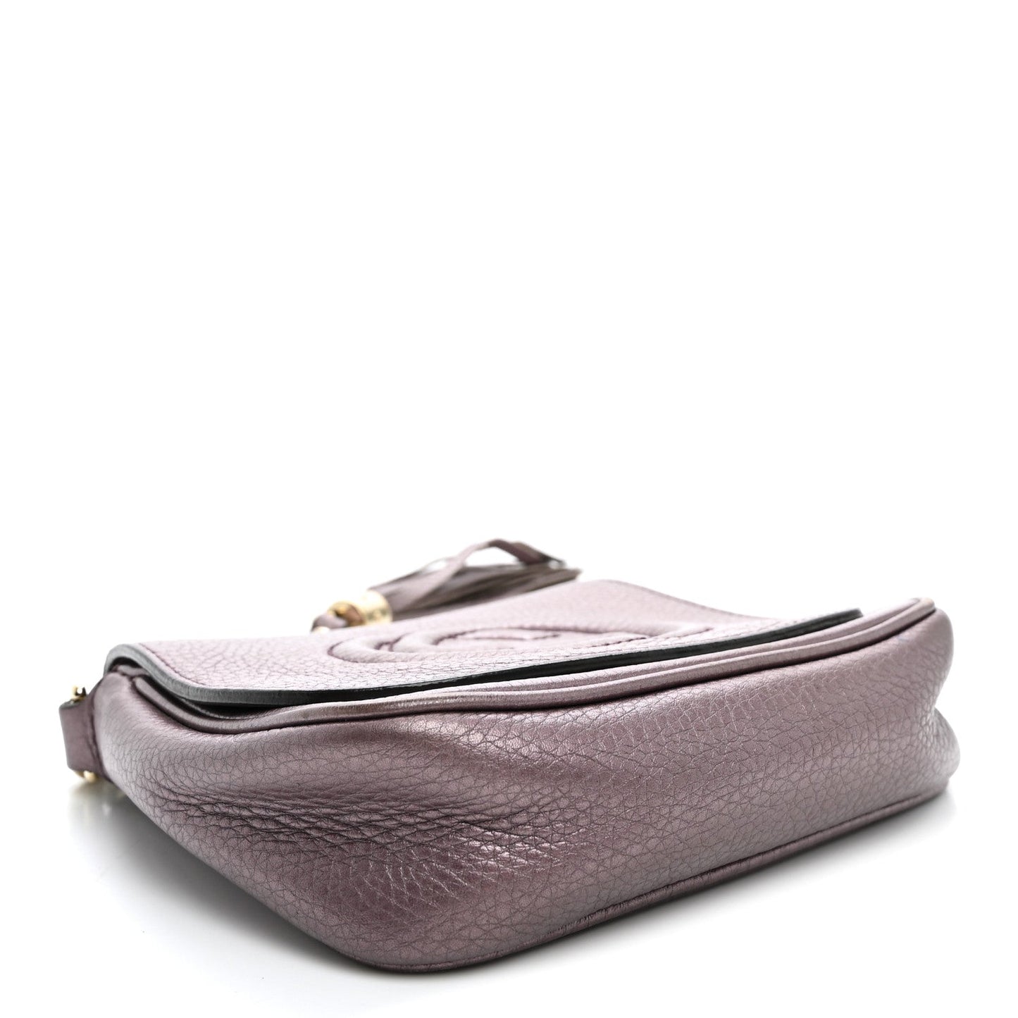 Metallic Pebbled Calfskin Small Soho Flap Crossbody Purple
