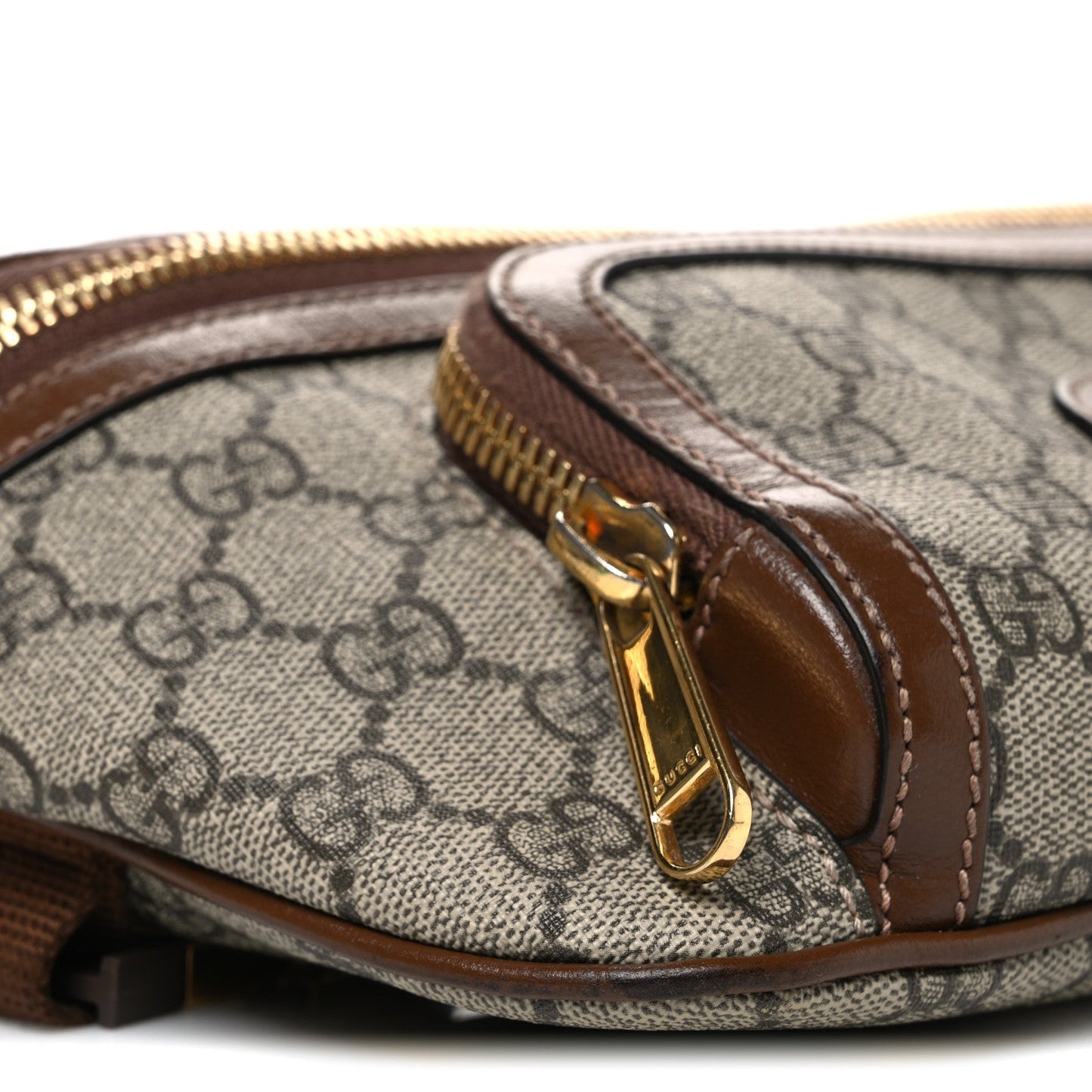 GG Supreme Monogram Textured Calfskin Retro Interlocking G Belt Bag Beige Ebony Brown Sugar