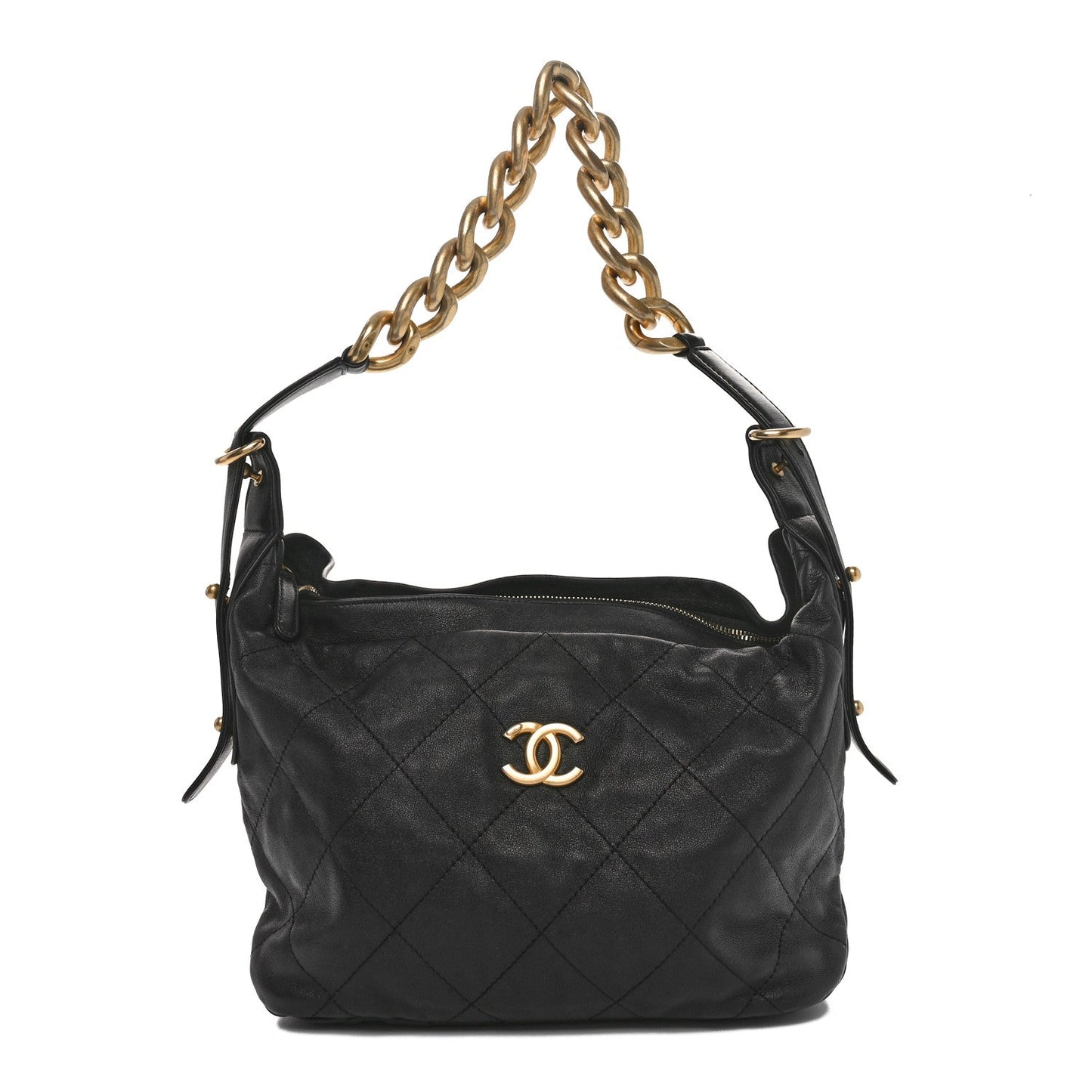 Calfskin Quilted Daily Hobo Black