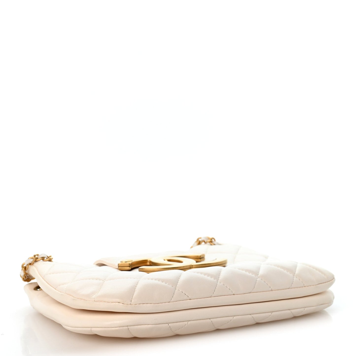 Lambskin Quilted Giant CC Shoulder Bag White
