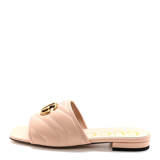 Nappa Matelasse GG Marmont Flat Slide Sandals 36 Skin Rose