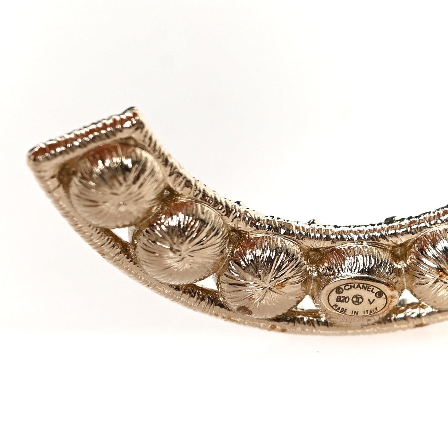 Crystal Cha-Nel Logo Brooch Set Gold