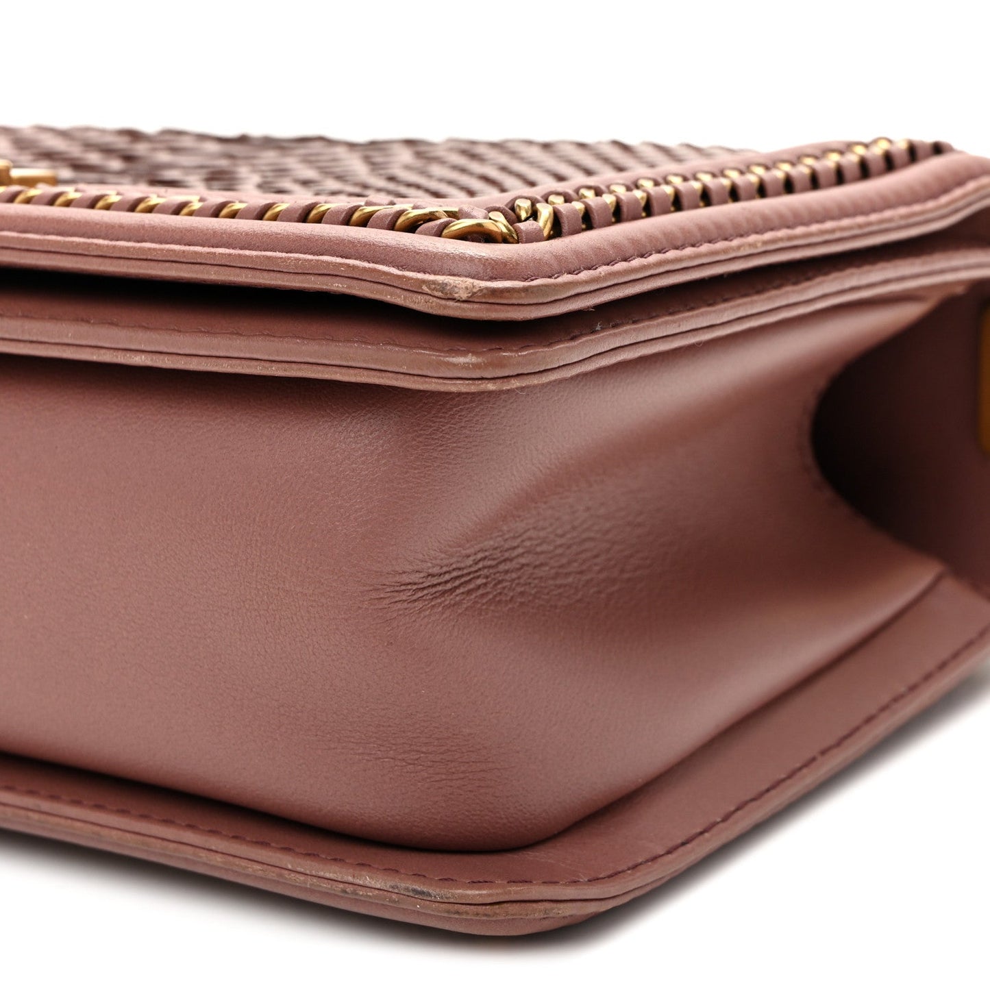 Snakeskin Calfskin Medium Chain Around Top Handle Boy Flap Mauve