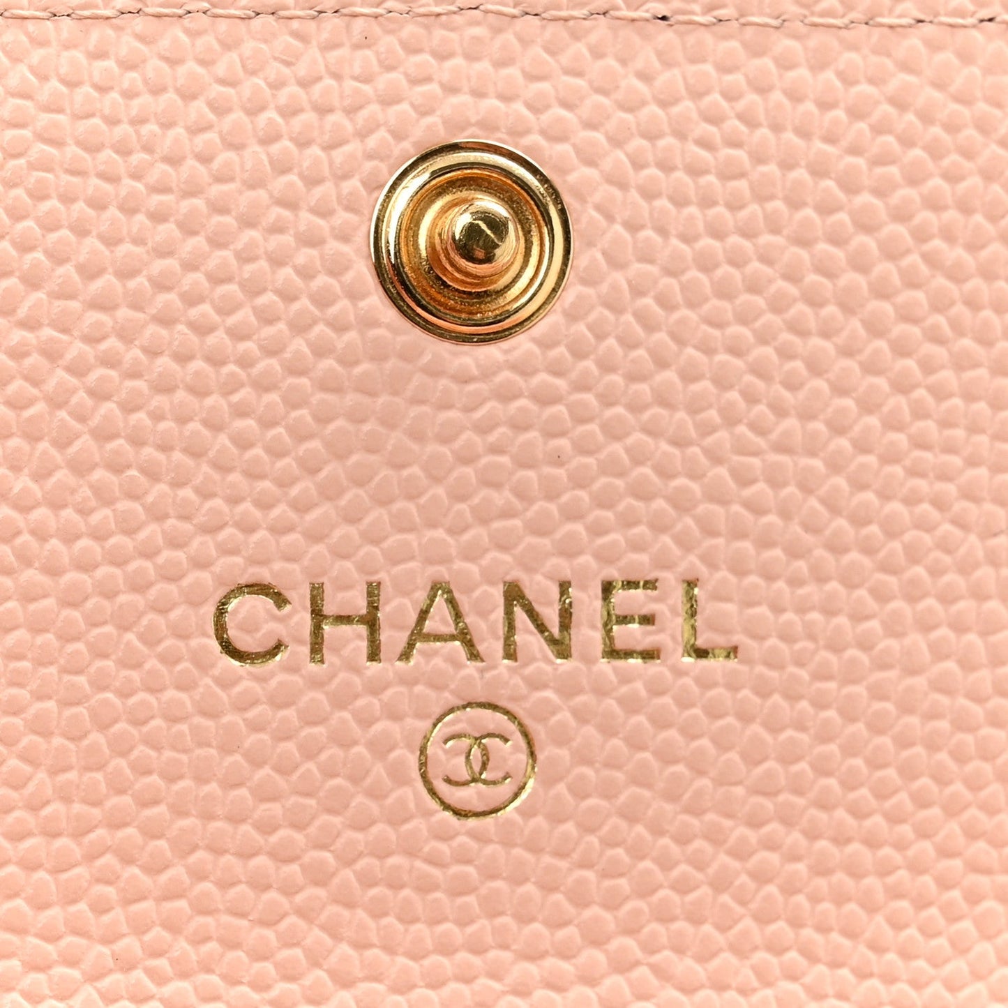 Caviar Quilted Crystal CC Flap Card Holder Pink
