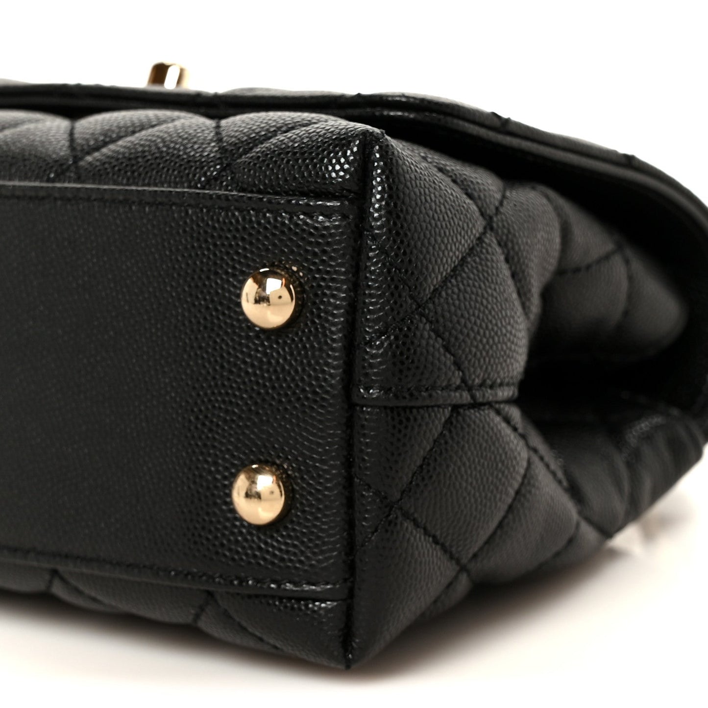 Caviar Lizard Embossed Quilted Extra Mini Coco Handle Flap Black