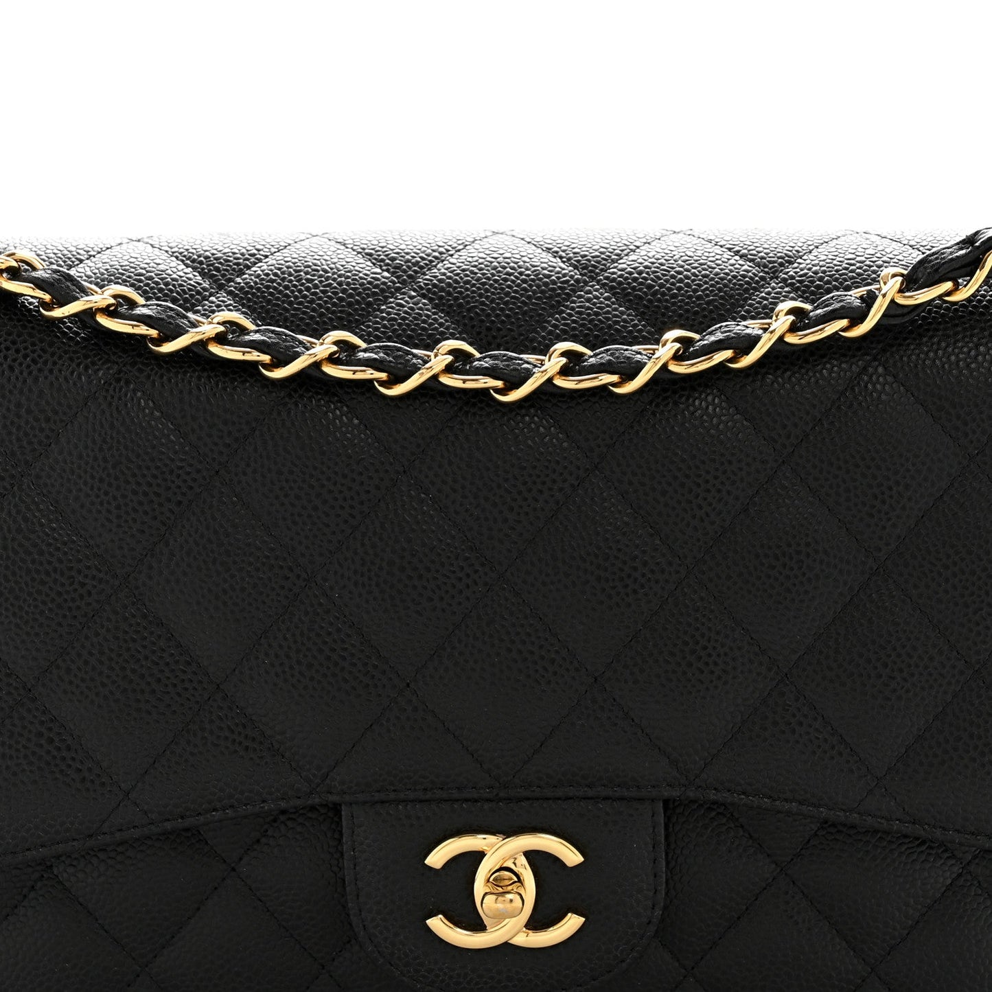 Caviar Quilted Jumbo Double Flap Black