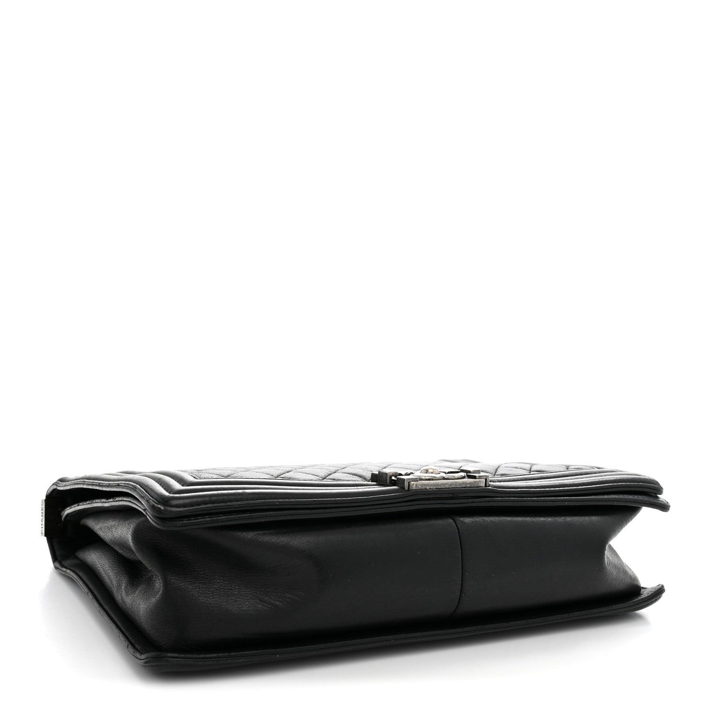 Calfskin Quilted Large Boy Flap Black