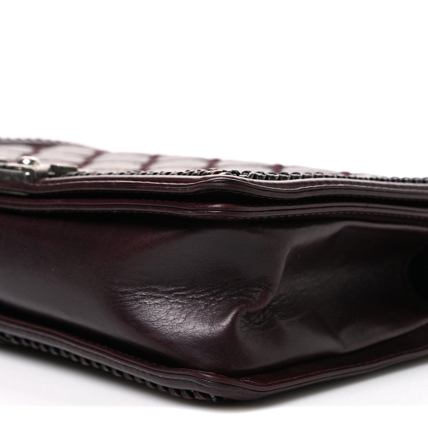 Goatskin Quilted New Medium Boy Handle Flap Burgundy