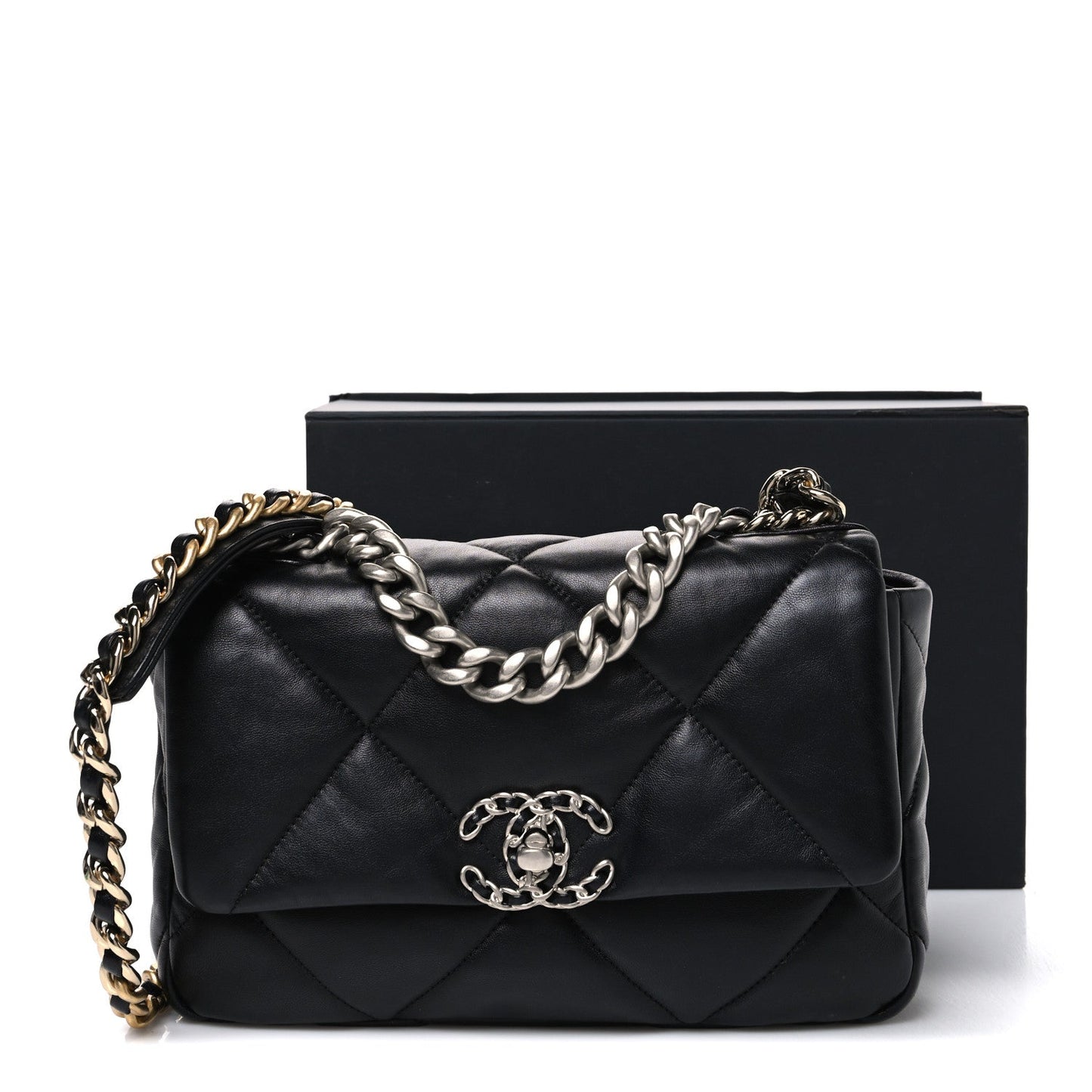 Lambskin Quilted Medium Chanel 19 Flap Black