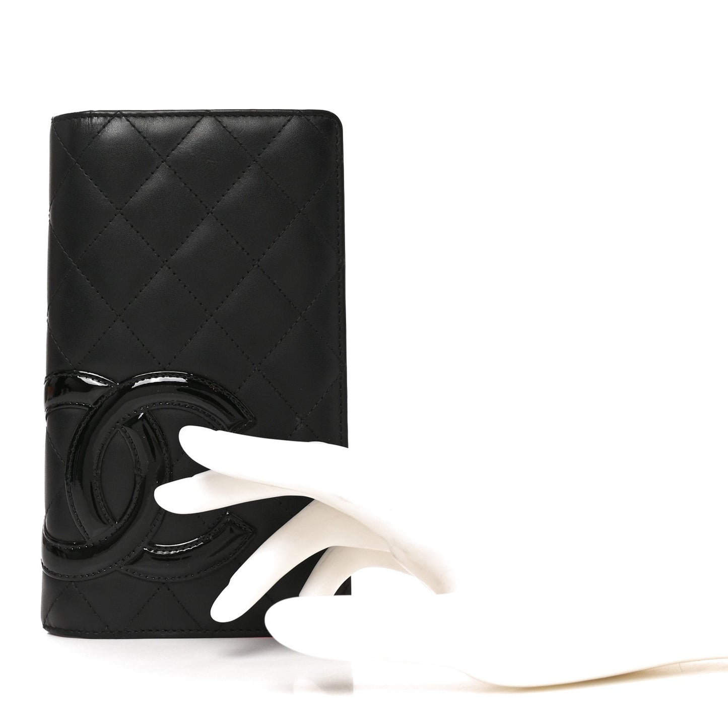 Calfskin Quilted Cambon Yen Wallet Black