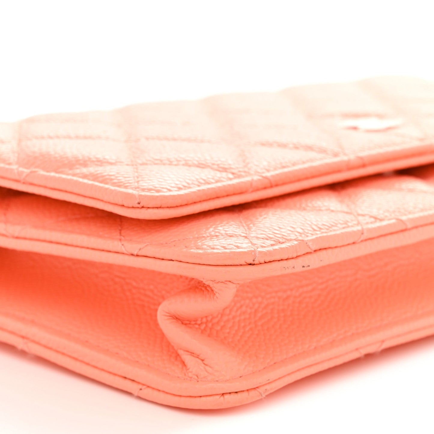 Caviar Quilted Wallet on Chain WOC Coral