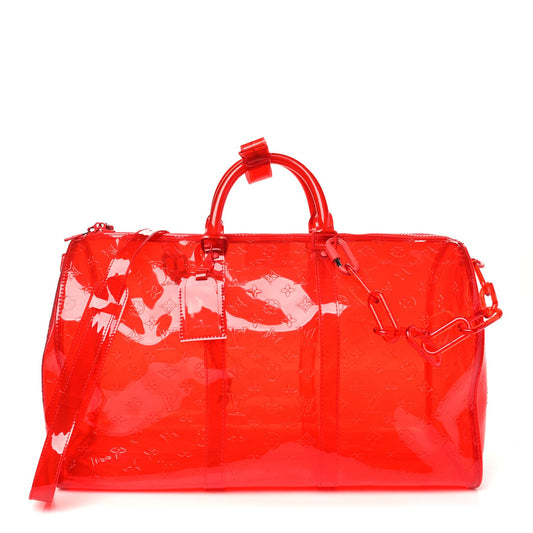 PVC Monogram Keepall Bandouliere 50 Grenadine Red