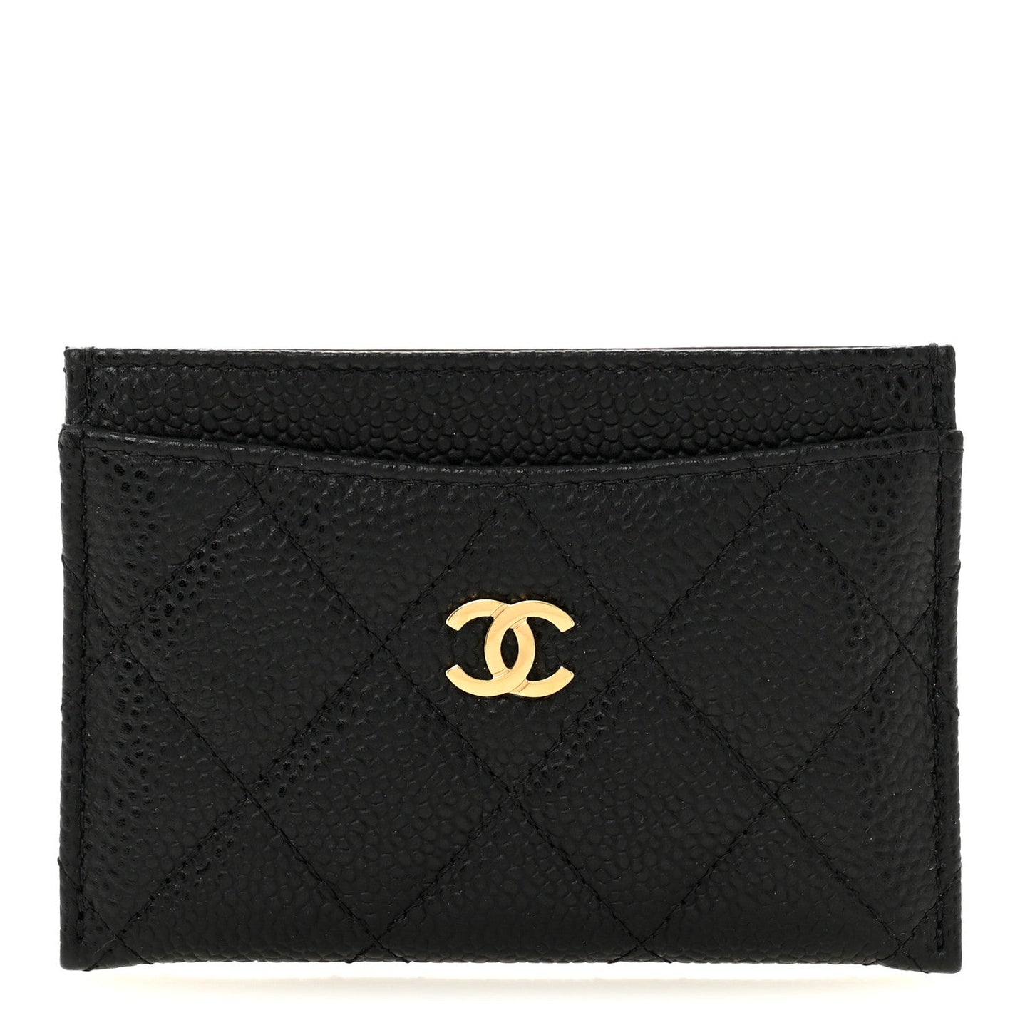 Caviar Quilted Card Holder Black