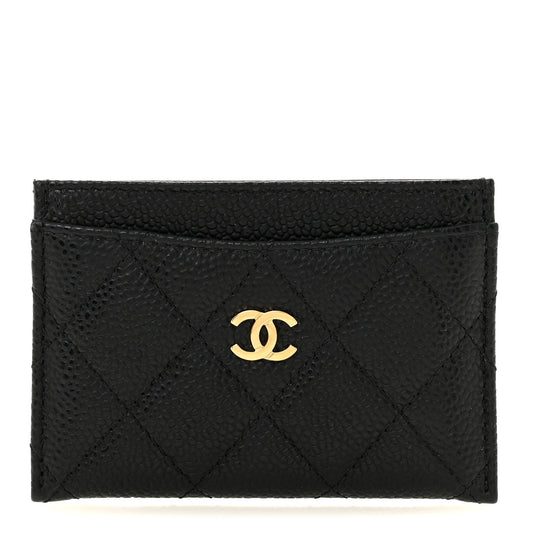 Caviar Quilted Card Holder Black