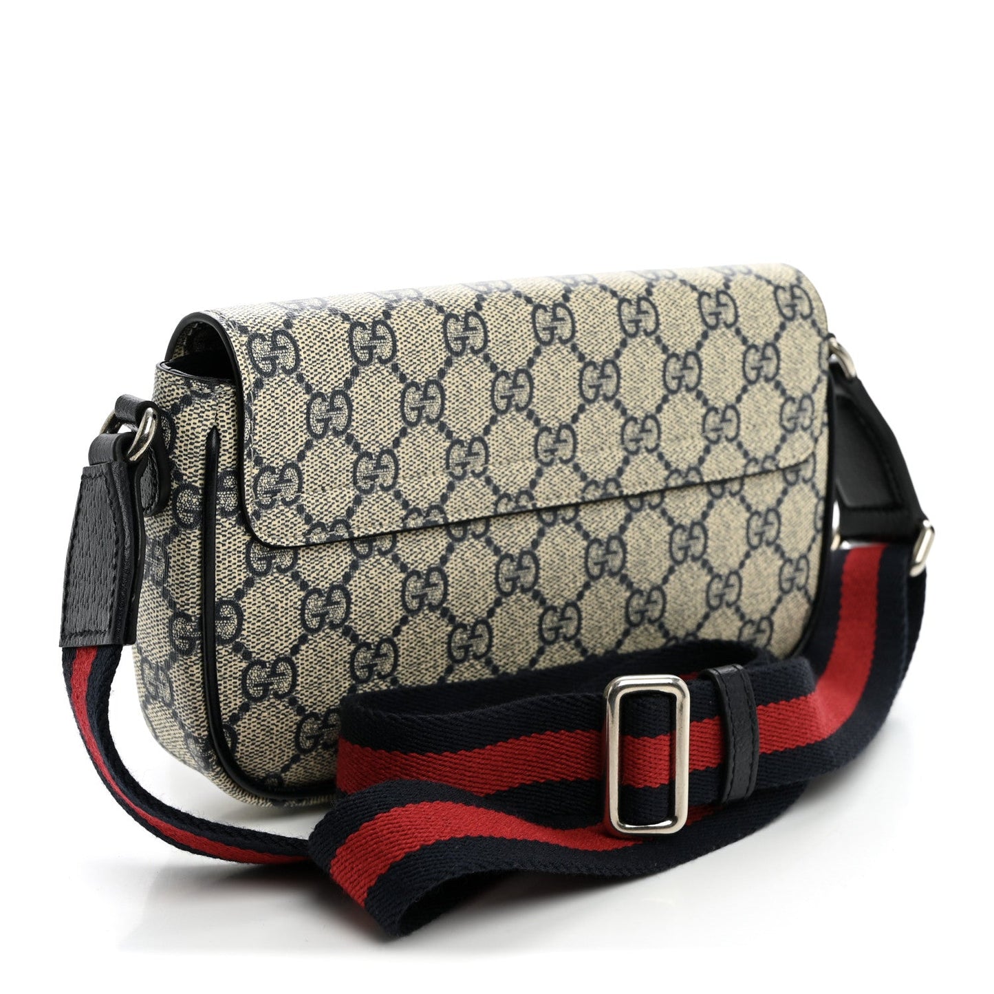 GG Supreme Monogram Textured Dollar Calfskin Web Mini Ophidia Envelope Shoulder Bag Beige Blue