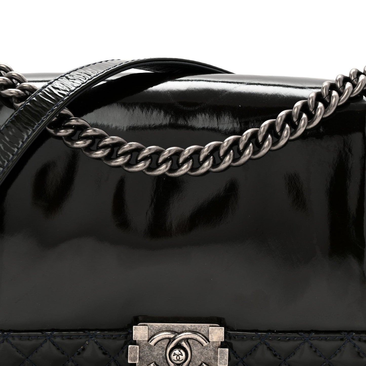 Patent New Medium Boy Reverso Flap Navy