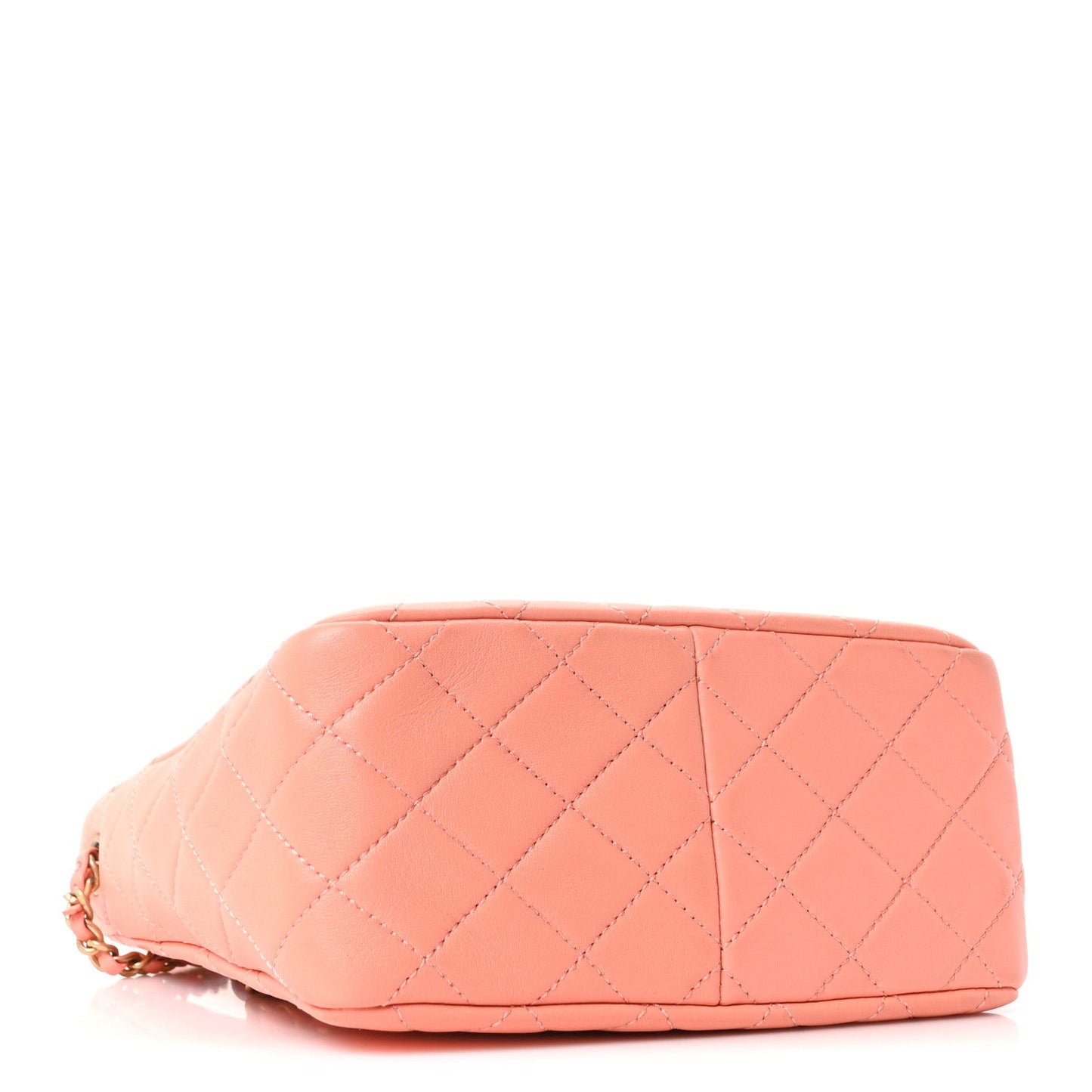 Lambskin Quilted Small Pearl Crush Hobo  Coral