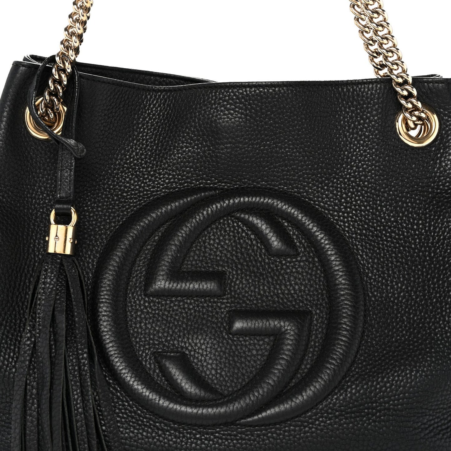 Pebbled Calfskin Medium Soho Chain Shoulder Bag Black