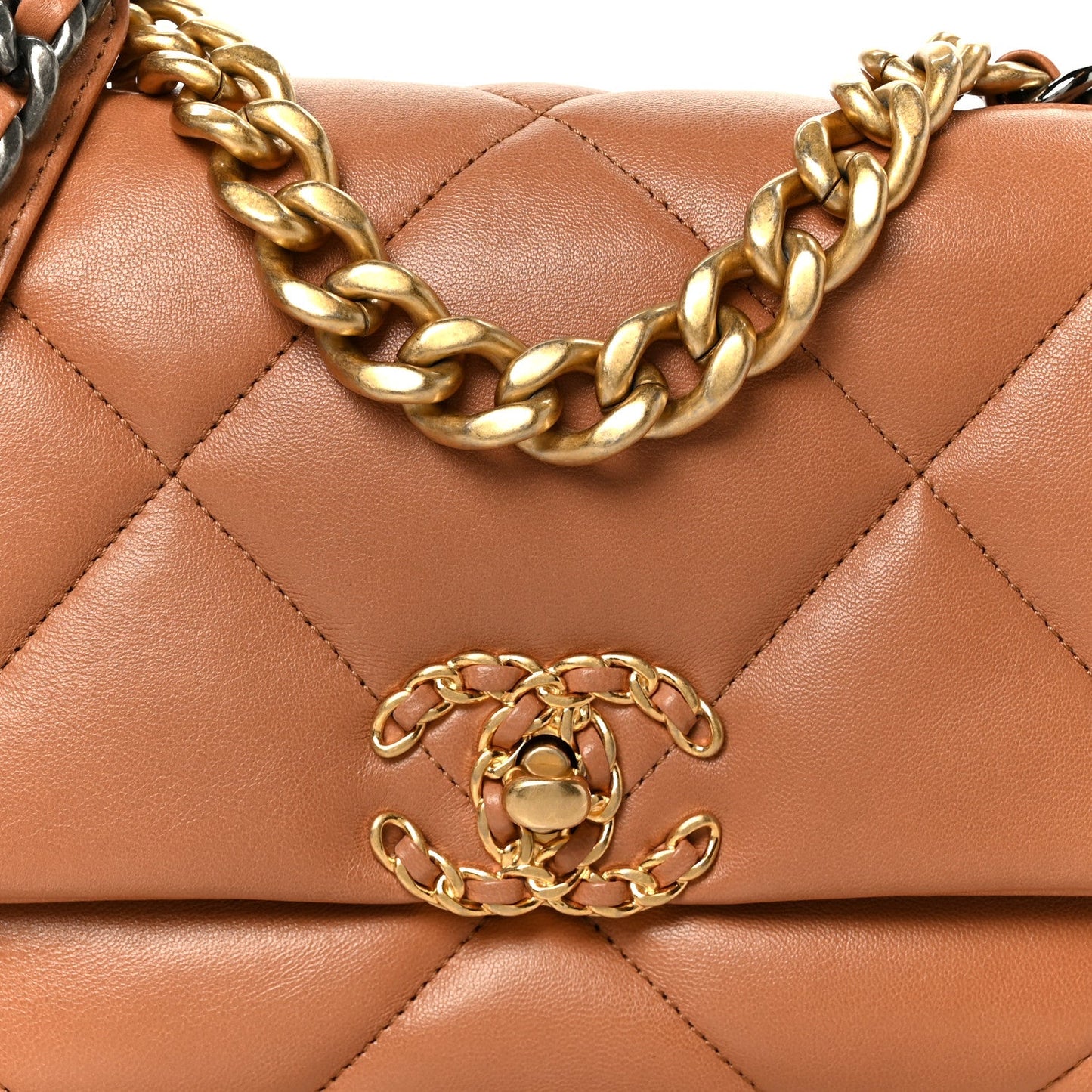 Lambskin Quilted Medium Chanel 19 Flap Brown