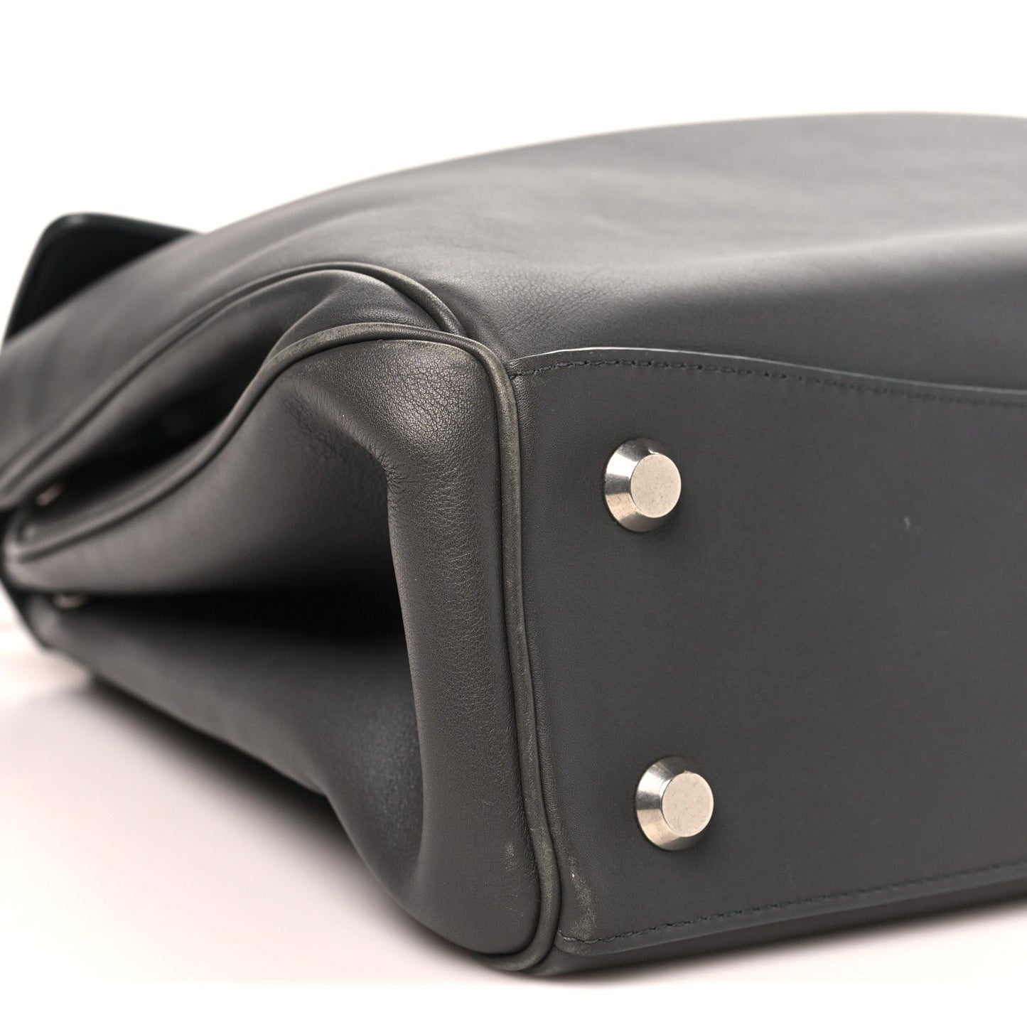 Natural Smooth Calfskin Medium Rodeo Top Handle Handbag Grey