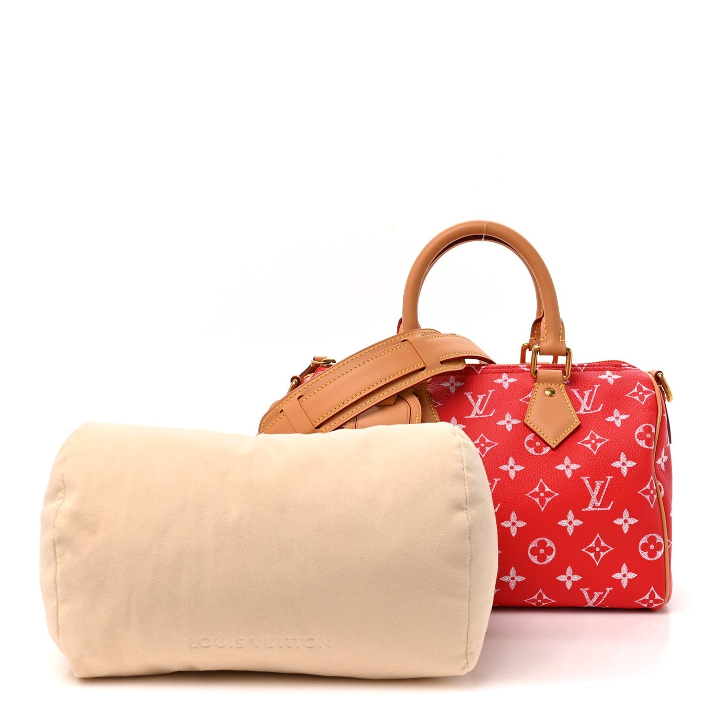 Soft Calfskin Monogram Speedy P9 Bandouliere 25 Red
