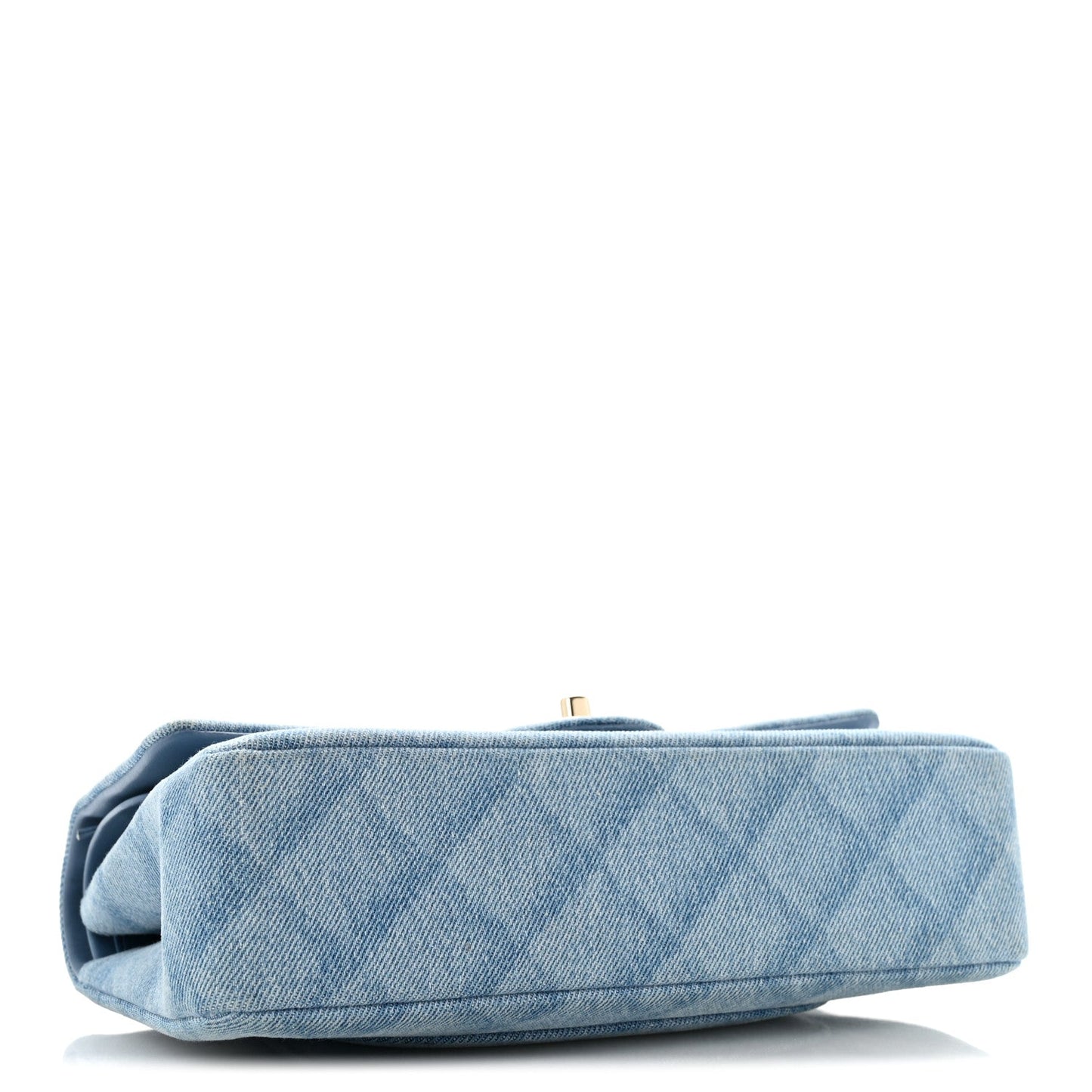 Printed Denim Quilted Medium Double Flap Light Blue