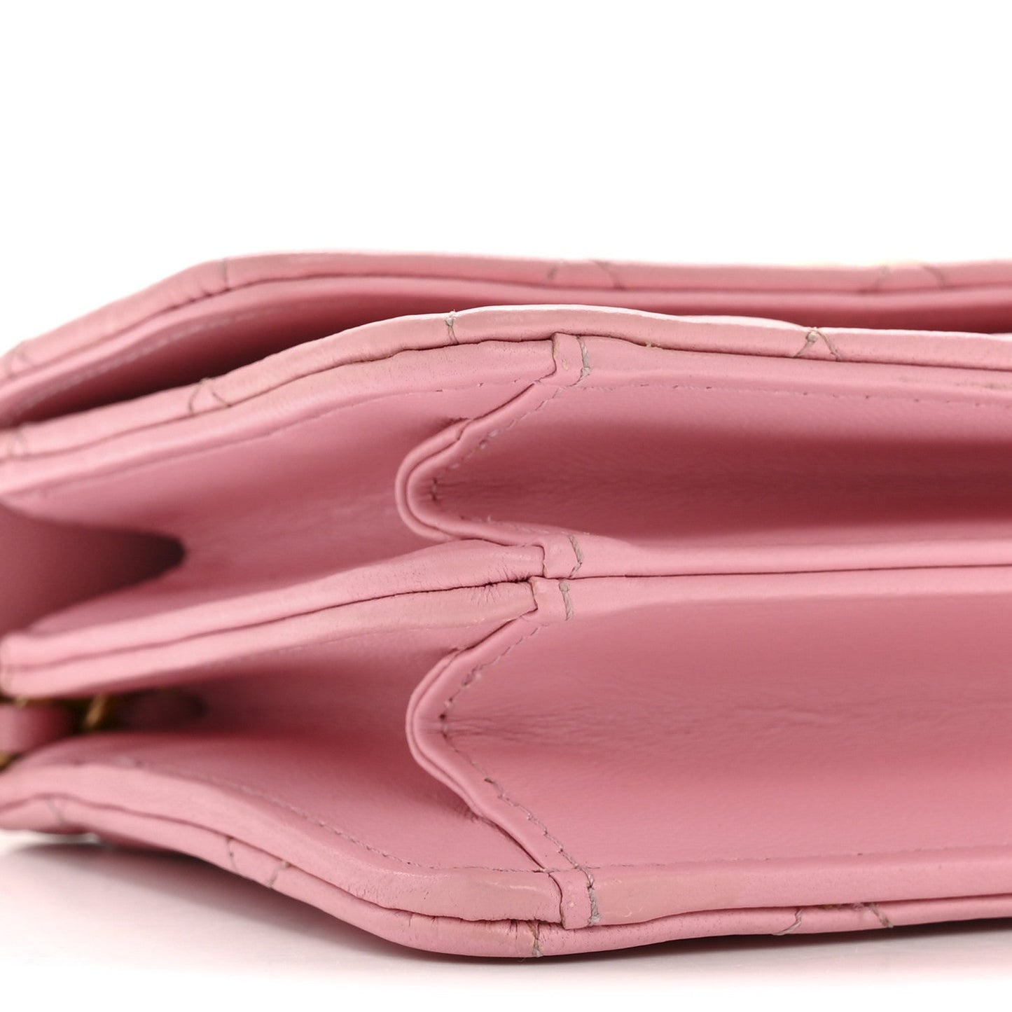 Lambskin Quilted Pick Me Up Mini Wallet On Chain Light Pink