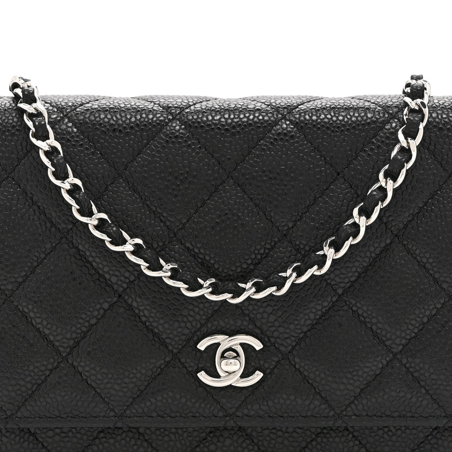 Caviar Quilted CC Turnlock Wallet On Chain WOC Black