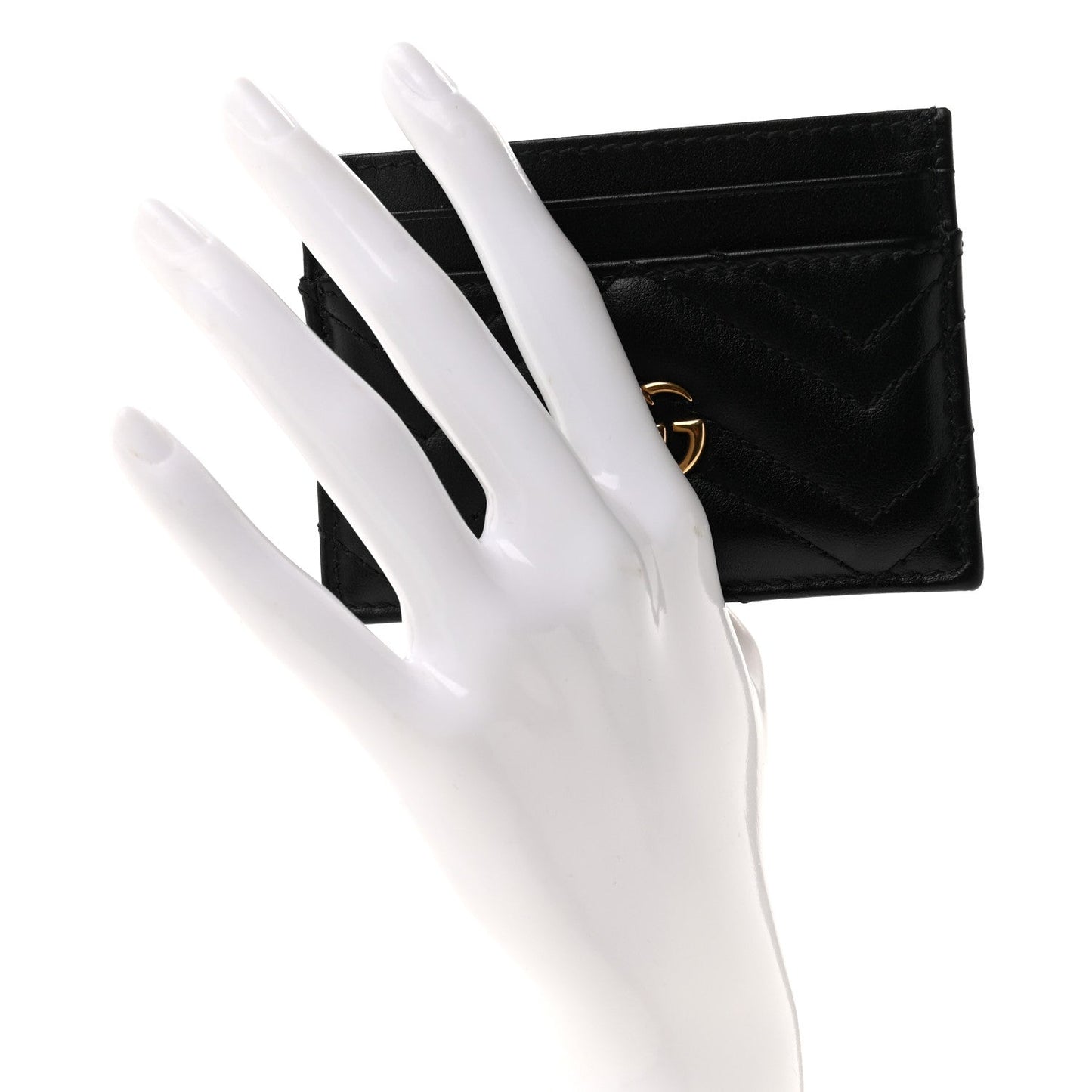 Calfskin Matelasse GG Marmont Card Holder Black