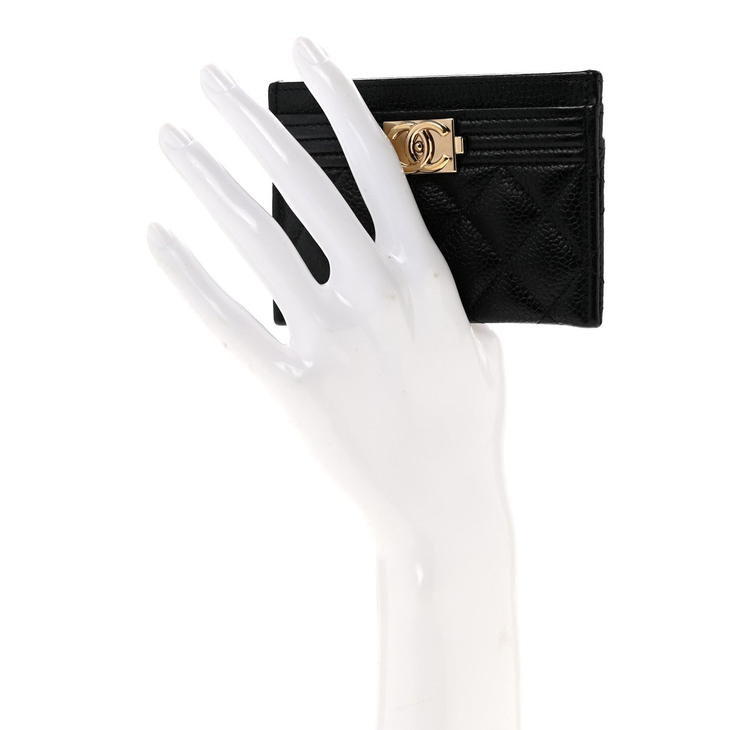 Caviar Quilted Boy Card Holder Black