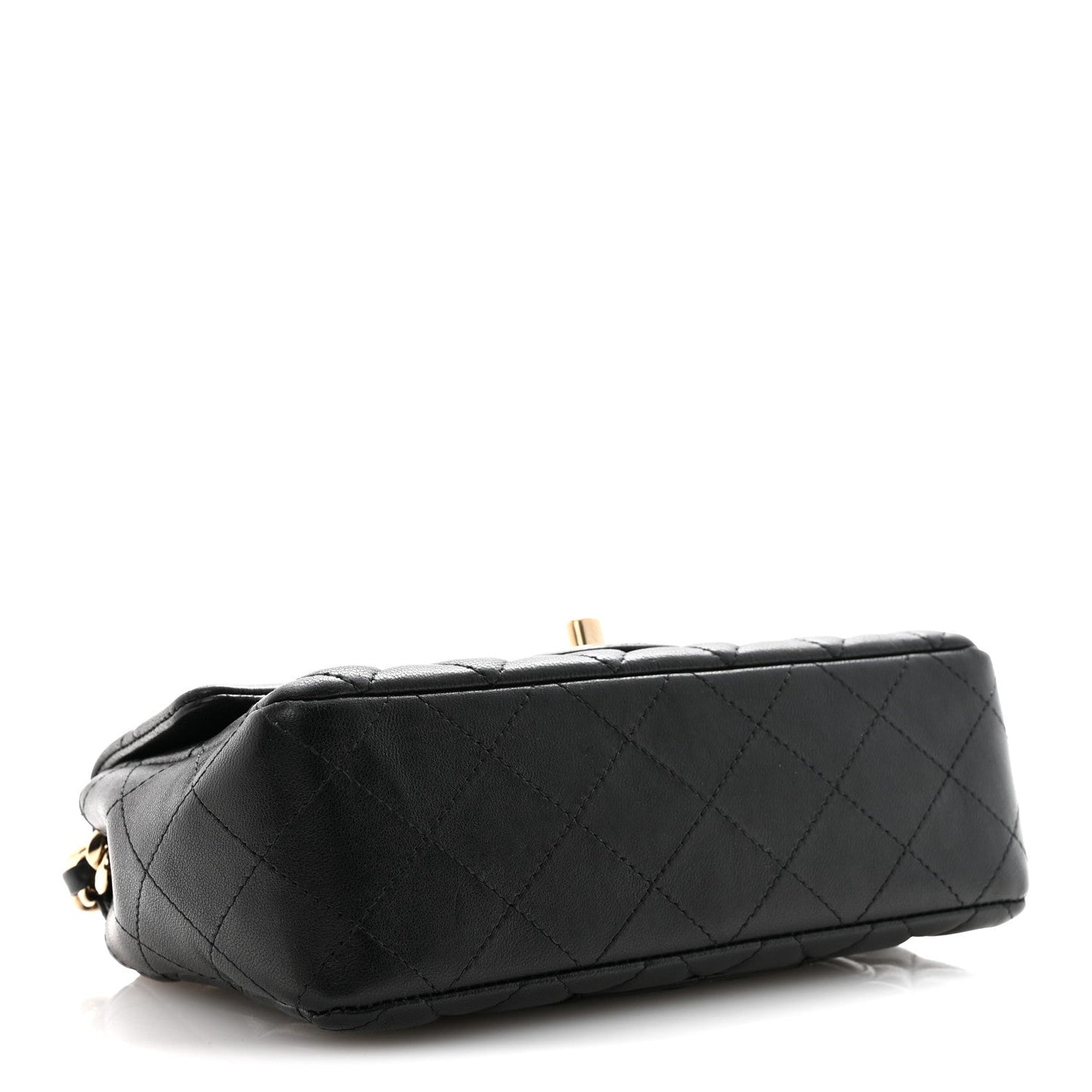 Lambskin Quilted Mini Coco Charms Rectangular Flap Black