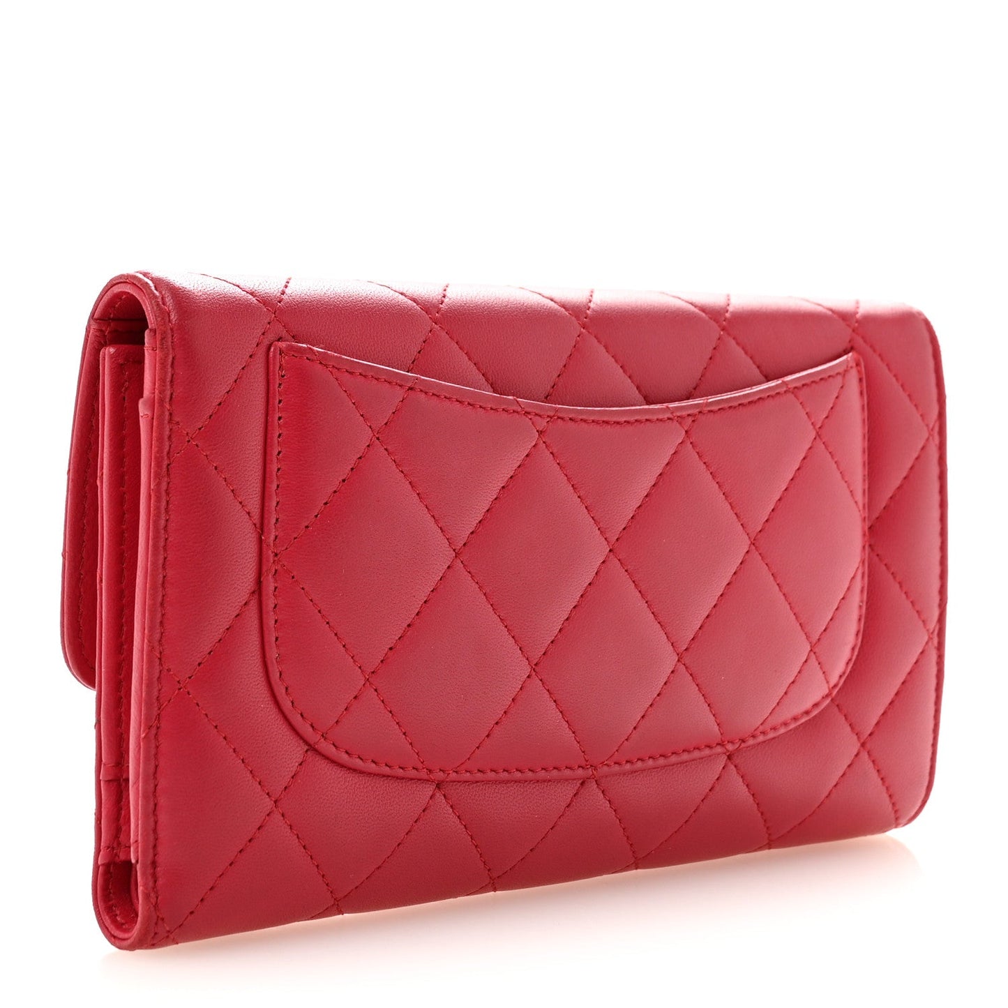 Lambskin Quilted Large Flap Wallet Dark Pink