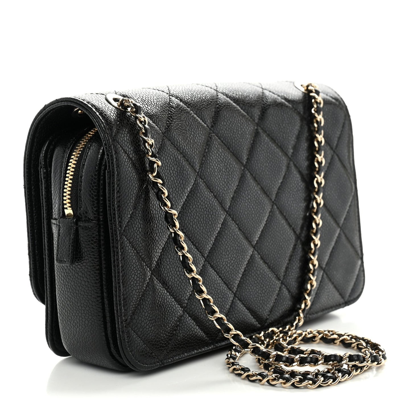 Caviar Quilted Single Flap Black