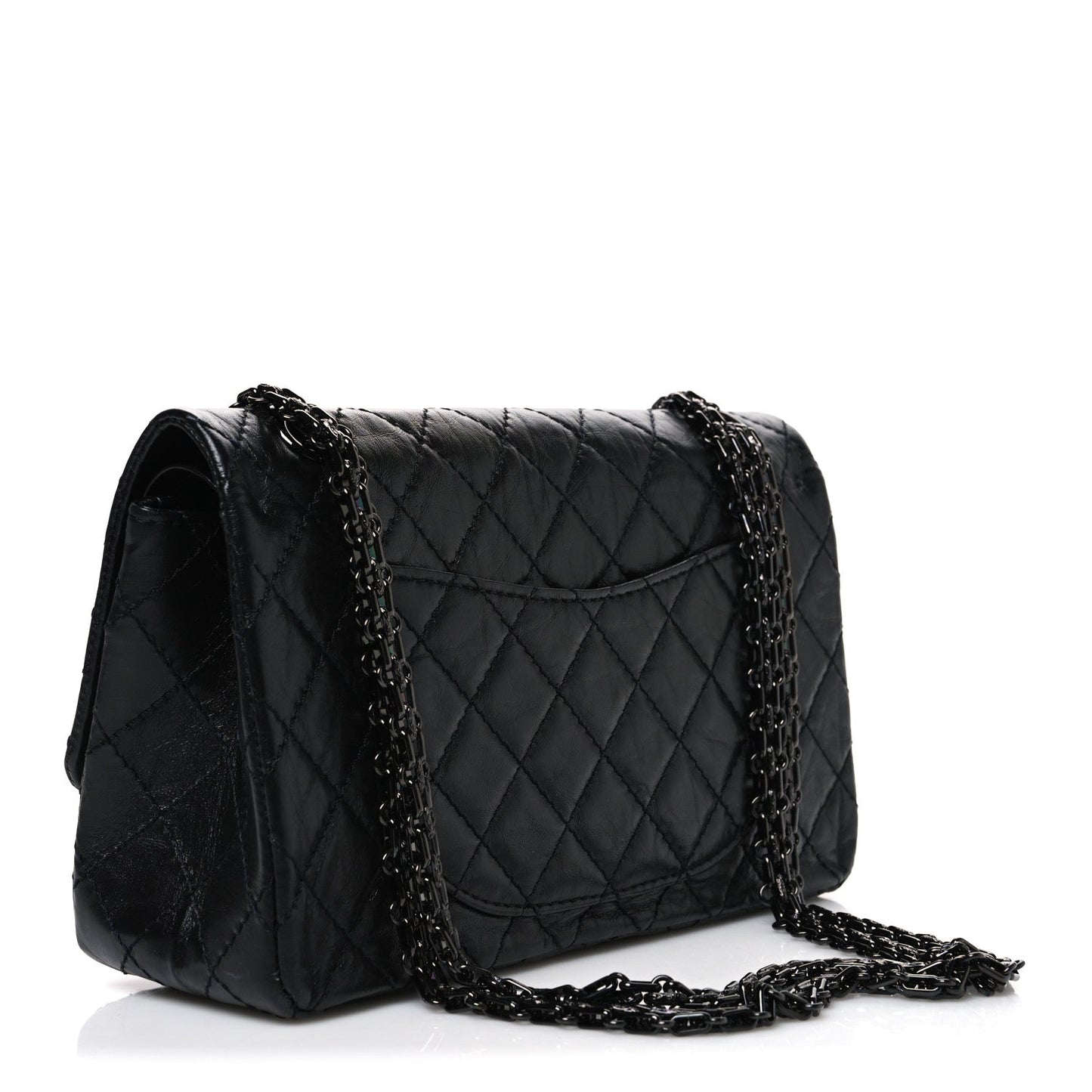 Aged Calfskin Quilted 2.55 Reissue 225 Flap  So Black
