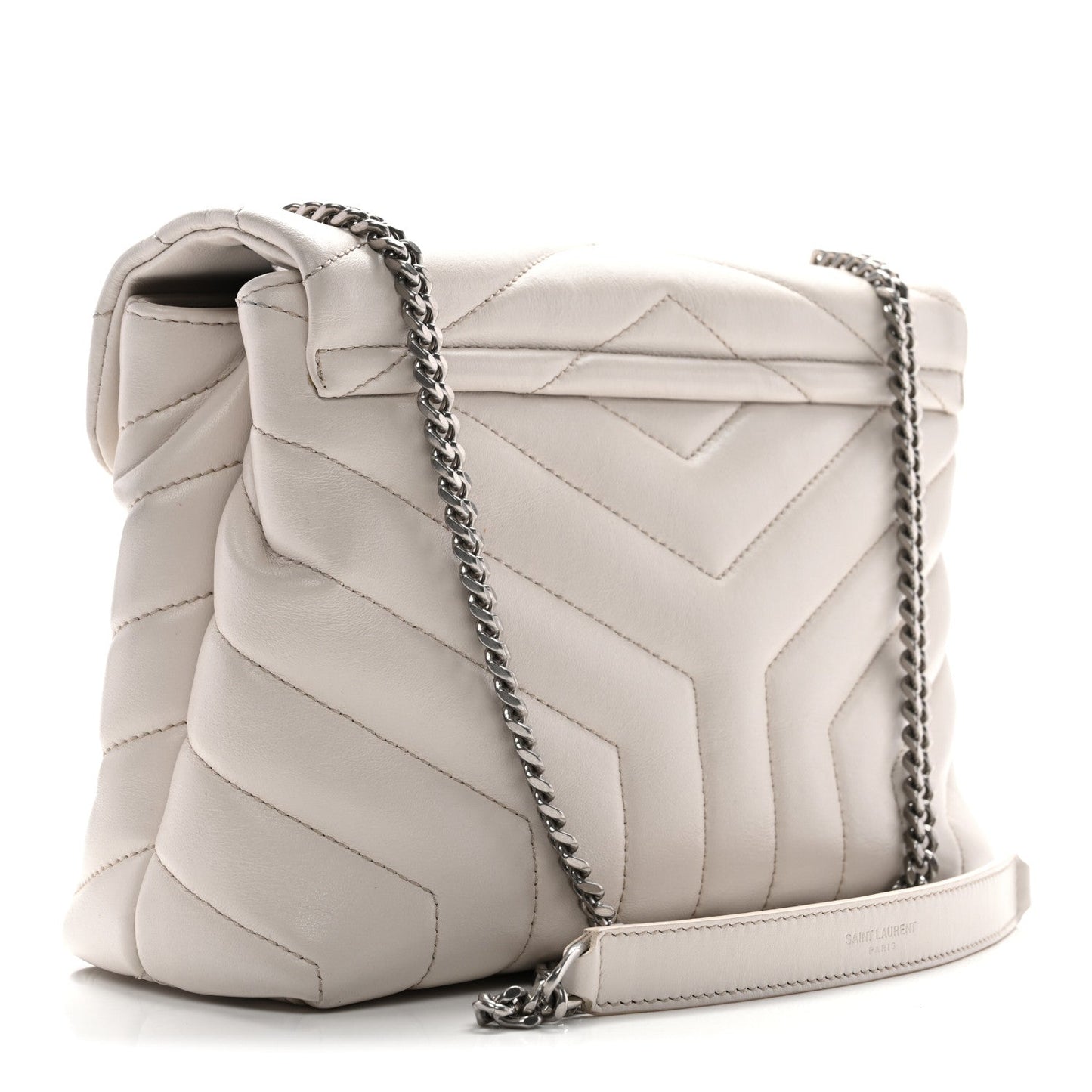 Calfskin Y Quilted Monogram Small Loulou Chain Satchel Ivory