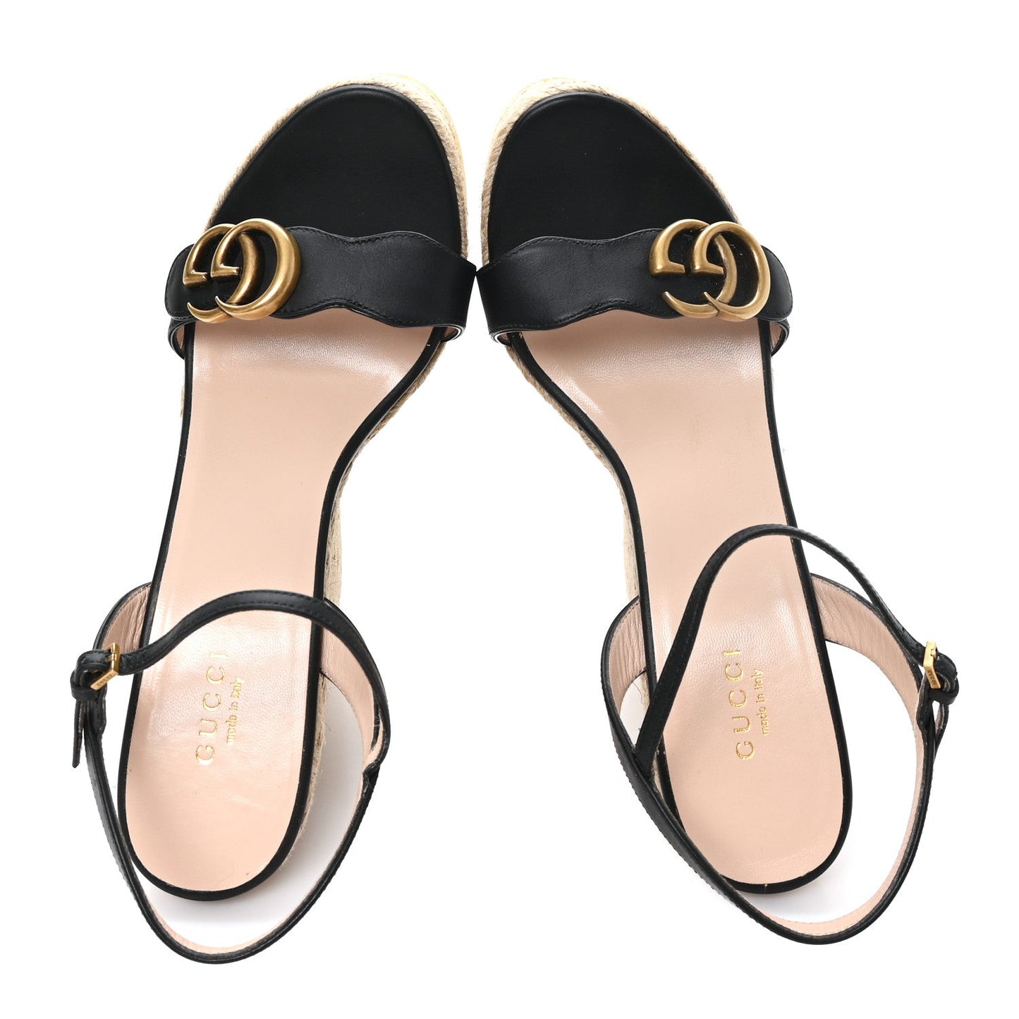 Nappa Matelasse GG Marmont Slingback Platform 45/130mm Espadrille Wedges 39.5 Black