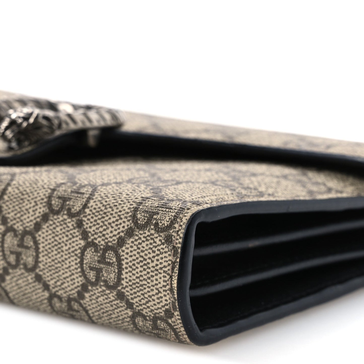 GG Supreme Monogram Mini Dionysus Chain Wallet Beige Black