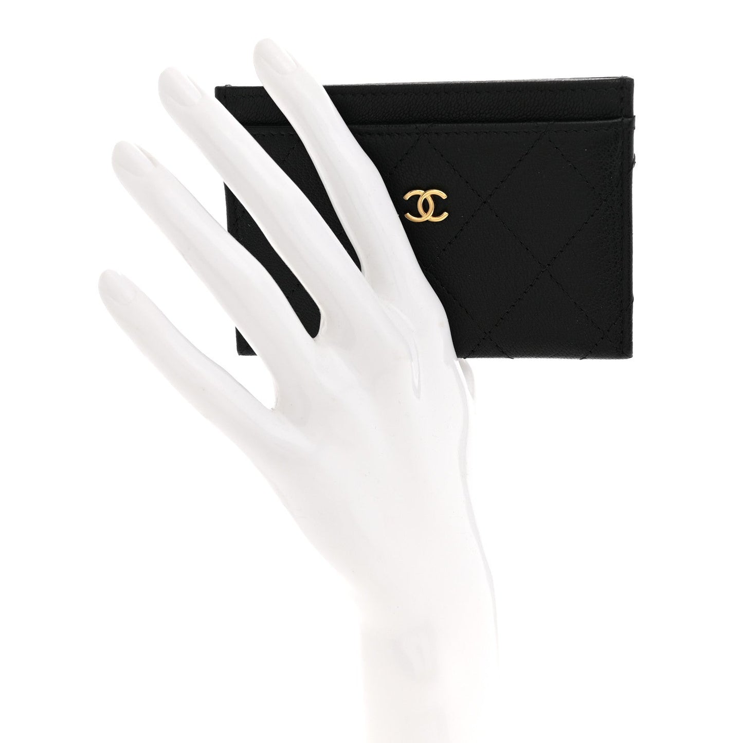 Goatskin Stitched CC Card Holder Black