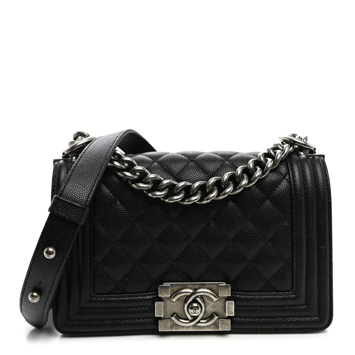 Caviar Quilted Small Boy Flap Black