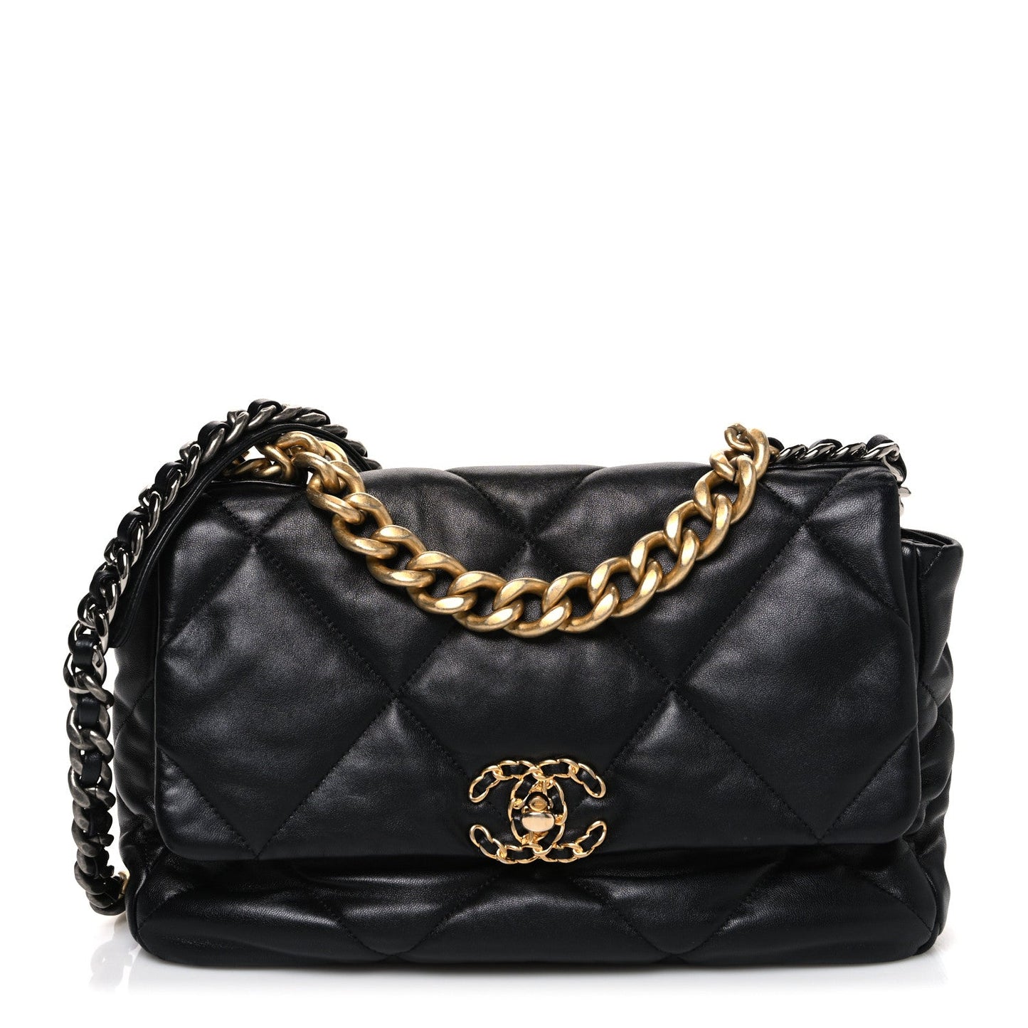 Lambskin Quilted Large Chanel 19 Flap Black