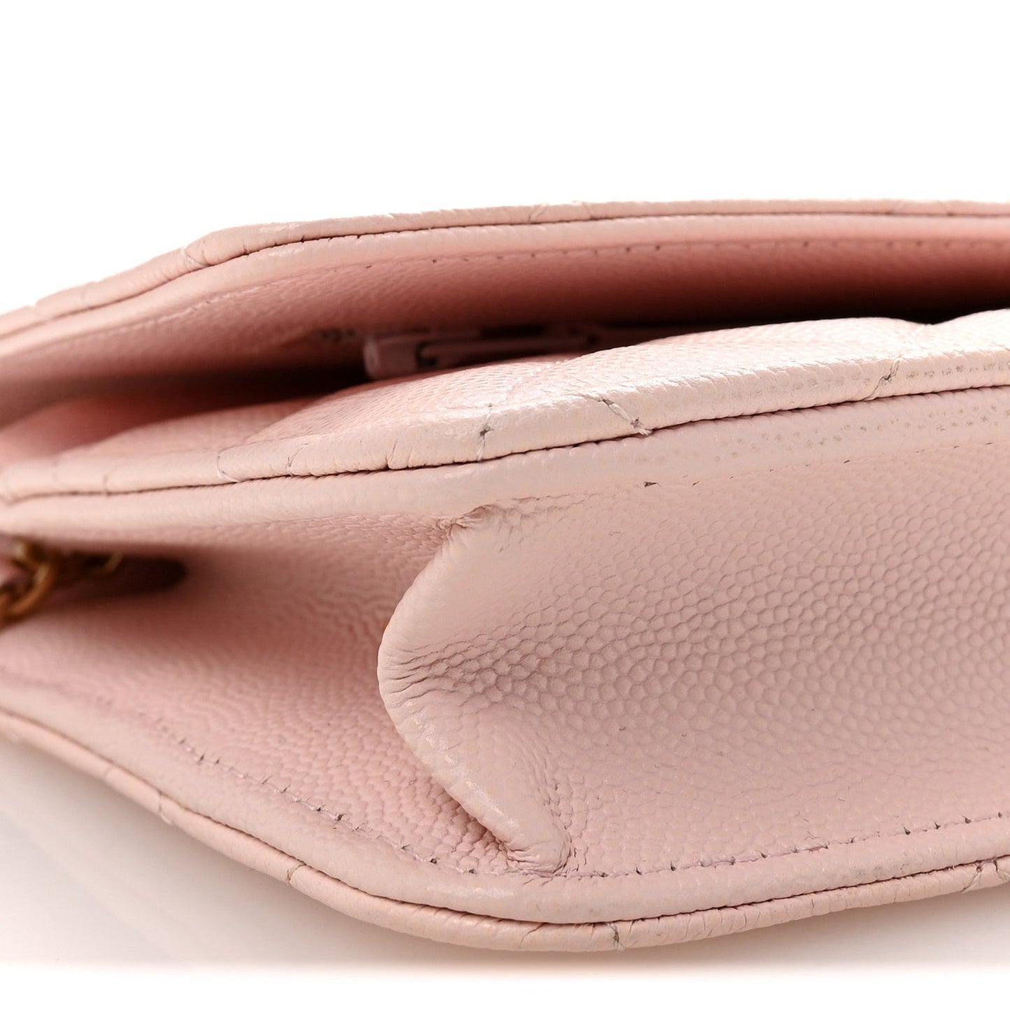 Caviar Quilted Crystal CC Wallet On Chain WOC Light Pink
