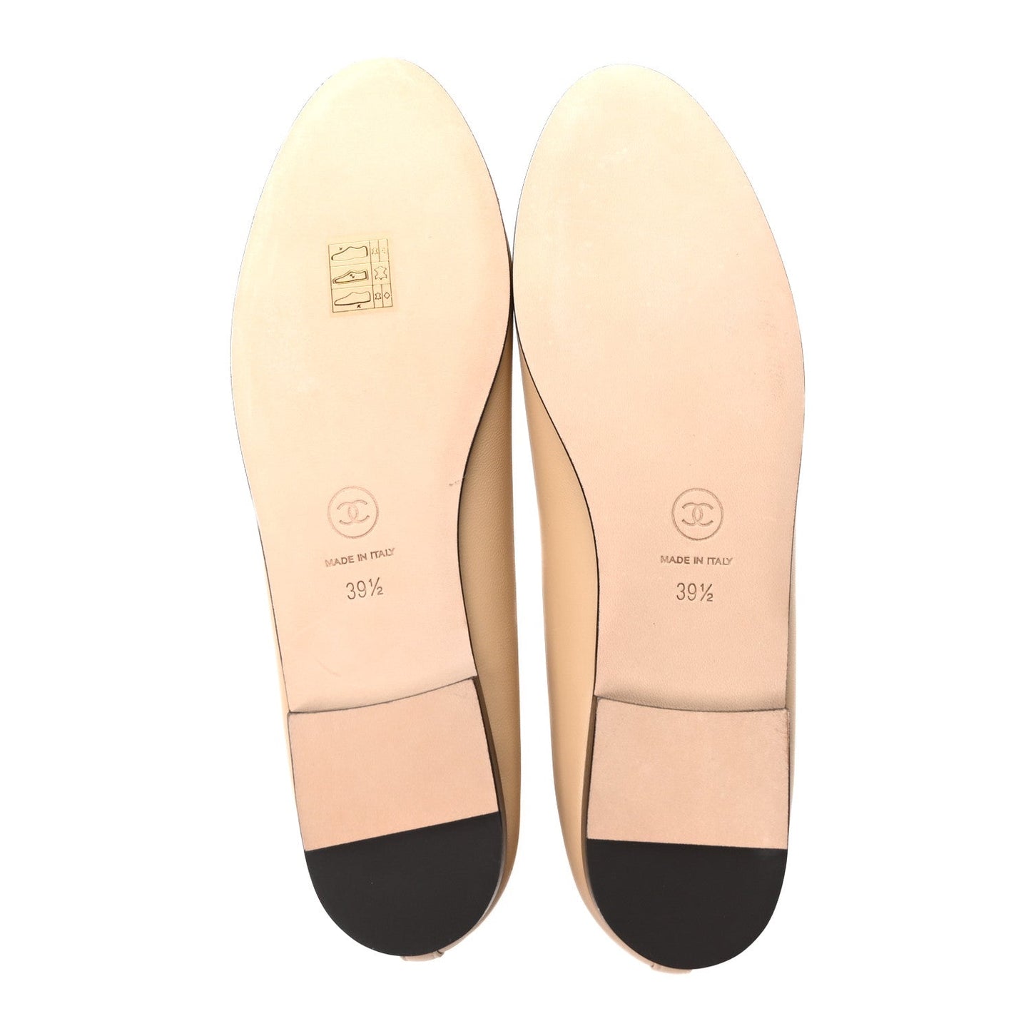 Lambskin Cap Toe CC Ballerina Flats 39.5 Beige Black