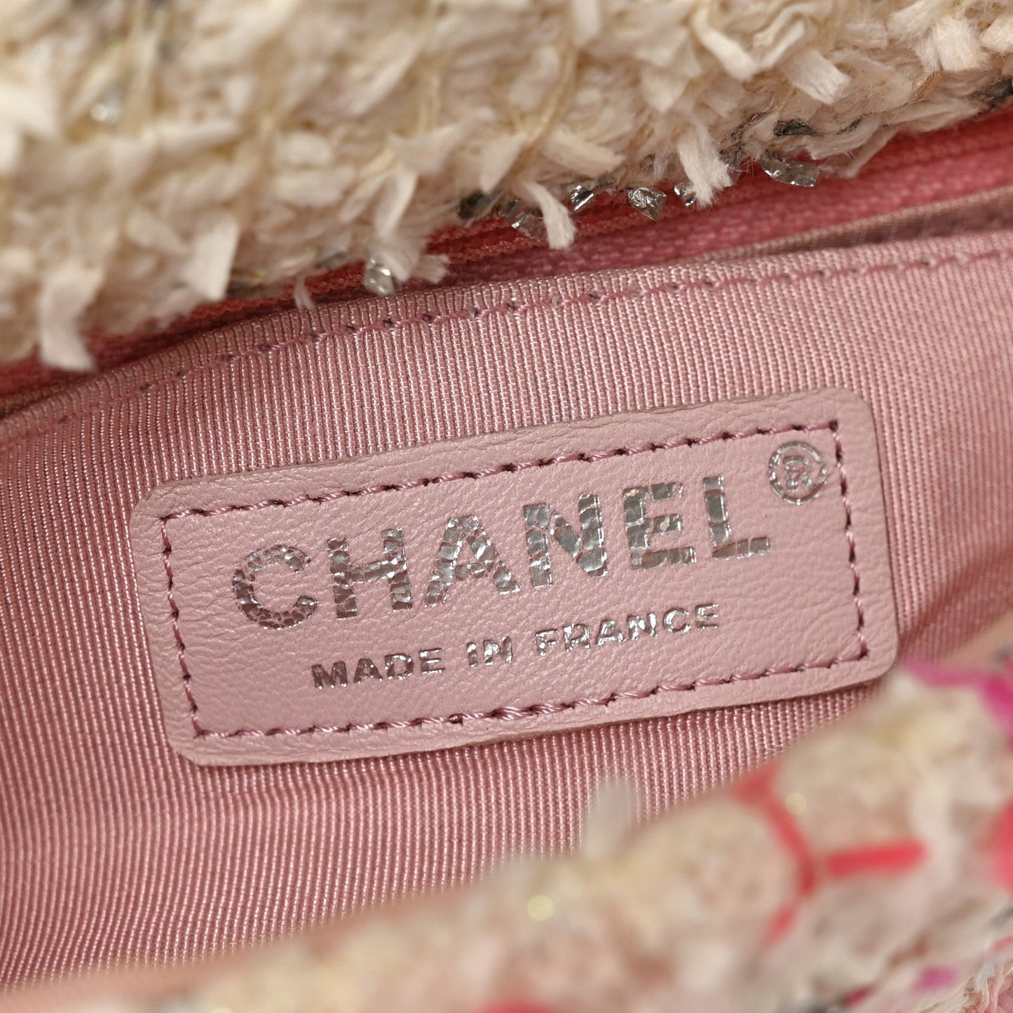 Tweed Quilted Mini Rectangular Flap Light Pink Silver Blue
