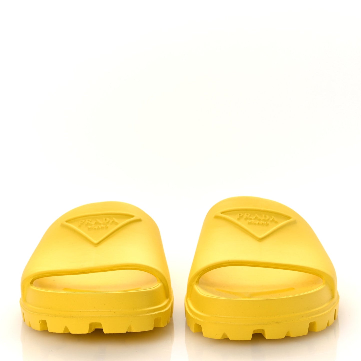 EVA Rubber Triangle Logo Embossed Womens Lug Sole 20mm Slide Sandals 41 Sole