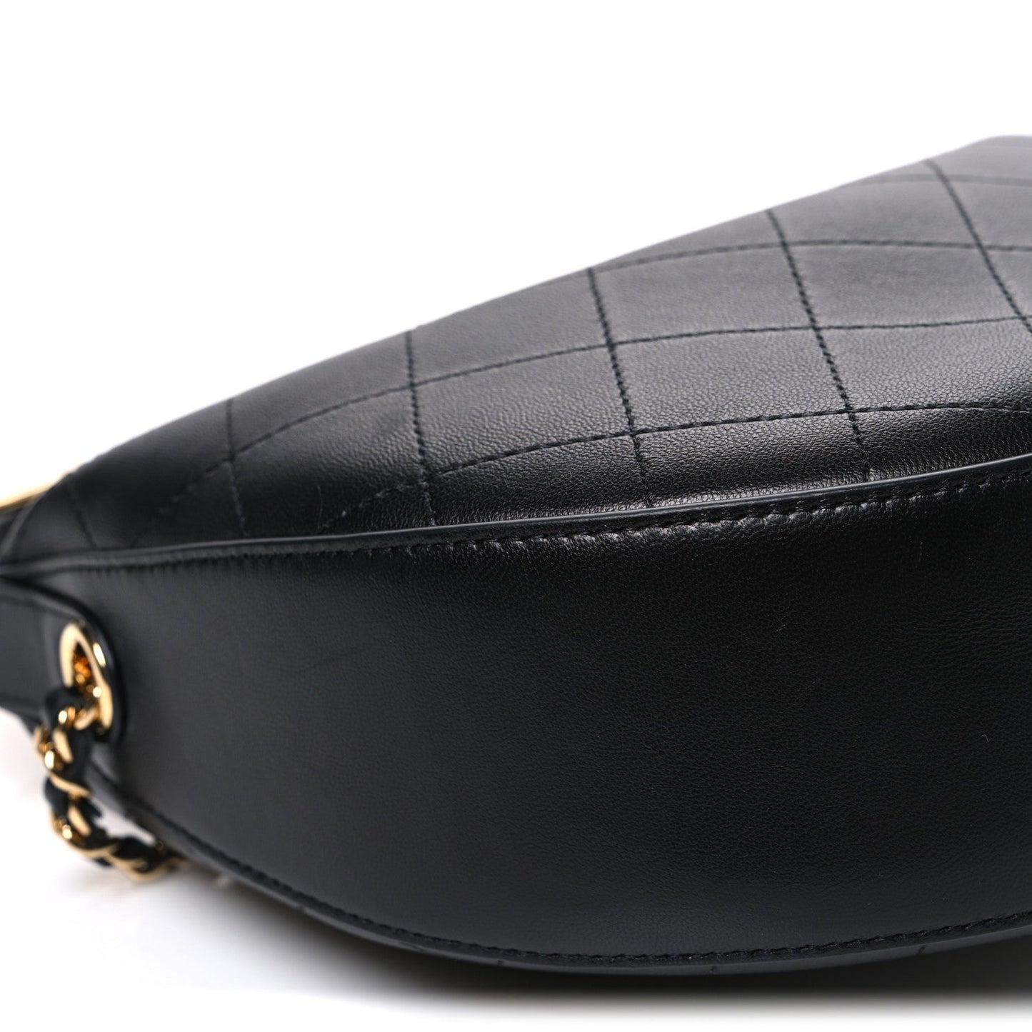 Lambskin Quilted Hobo Clutch With Chain Black