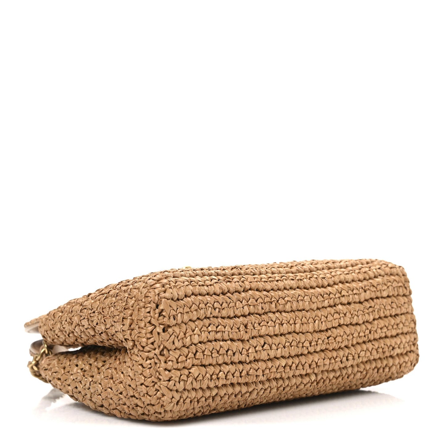 Braided Raffia Nano Kelly Flap Bag Dark Beige