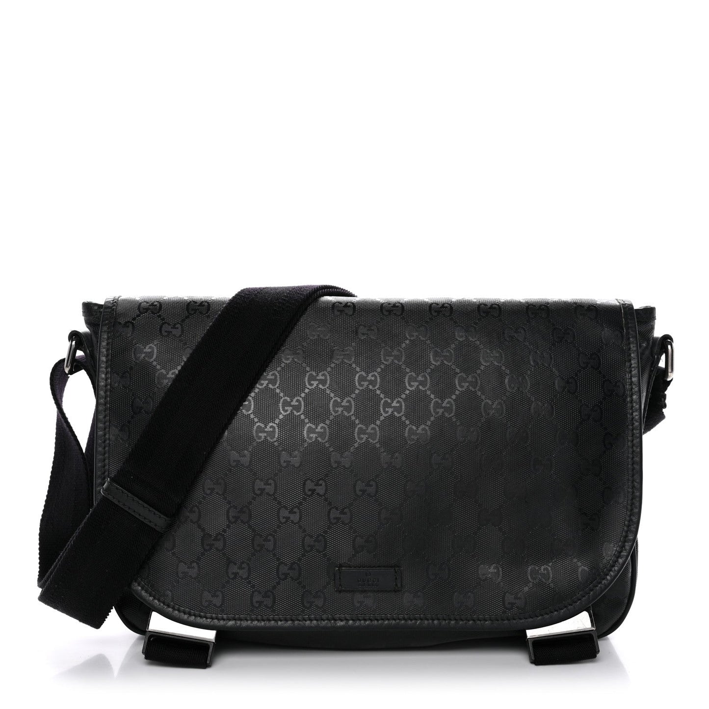 Imprime Monogram Medium Double Buckle Flap Messenger Bag Black