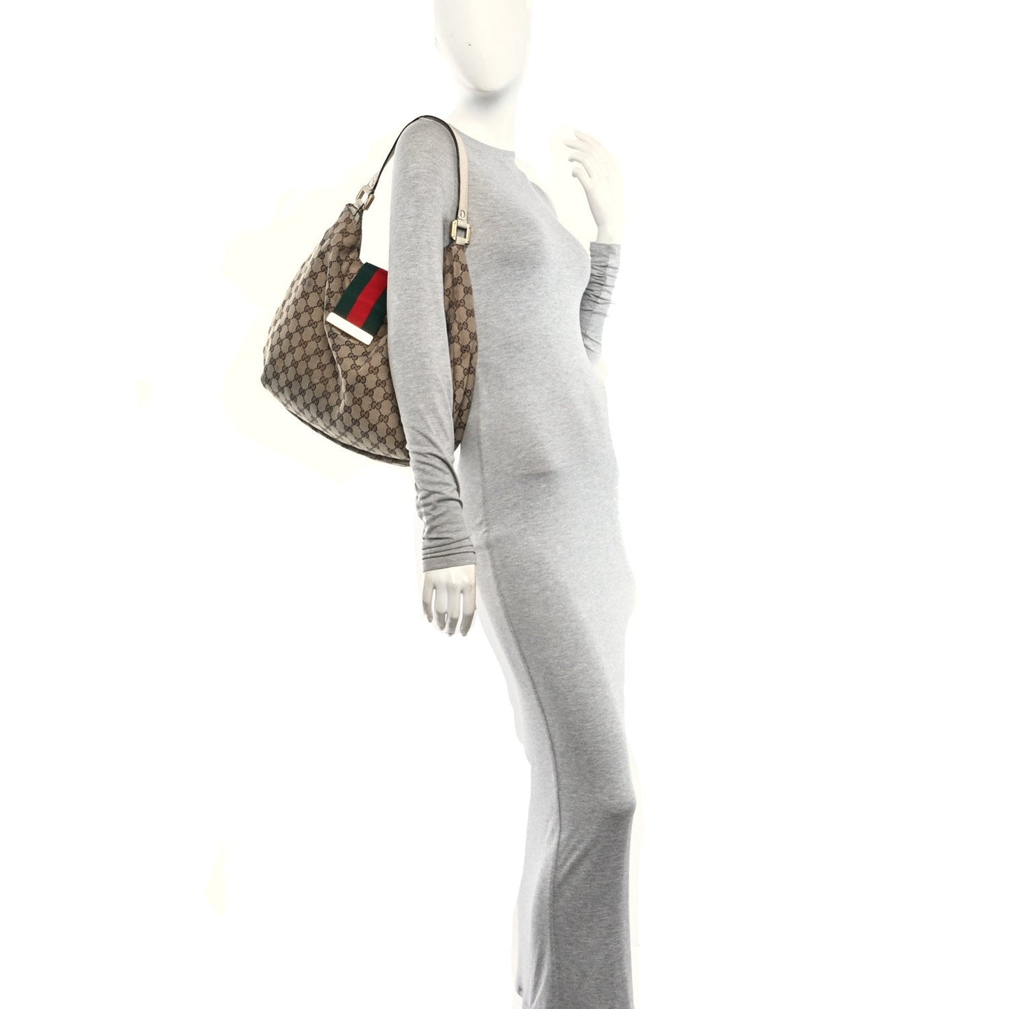 Monogram Large New Ladies Web Hobo Off White